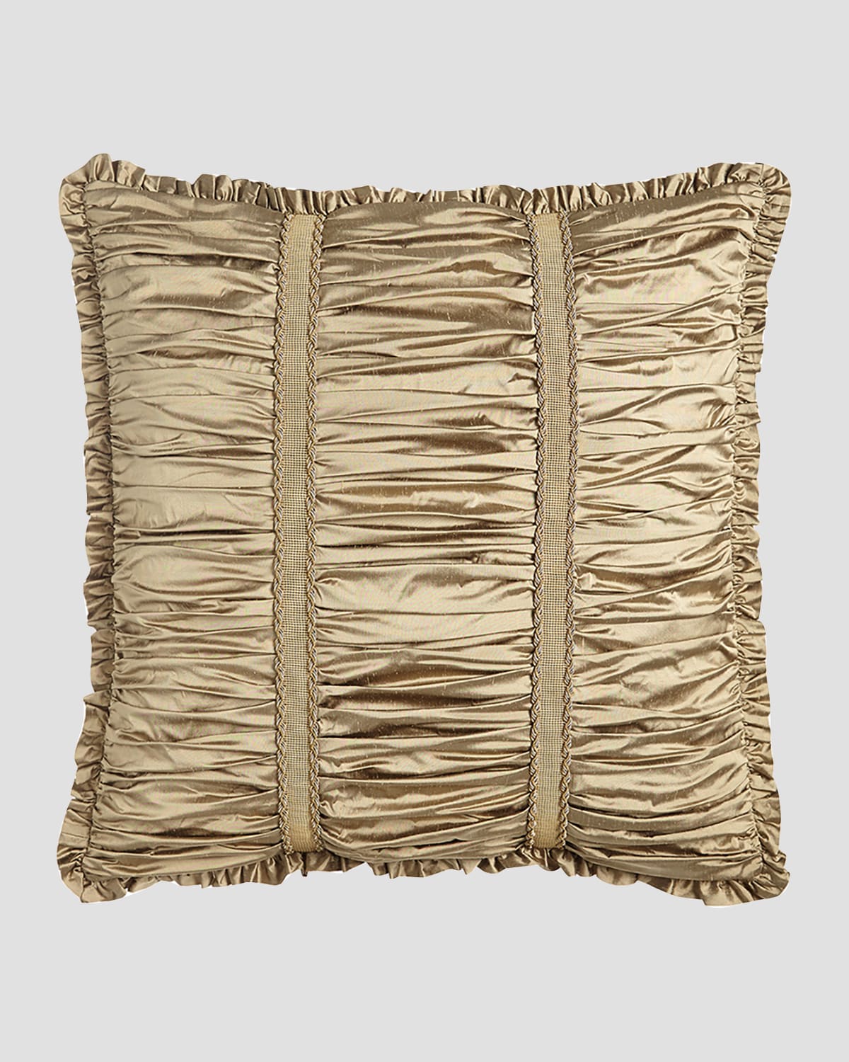 Austin Horn Collection Vienna Ruched Silk European Sham In Gold