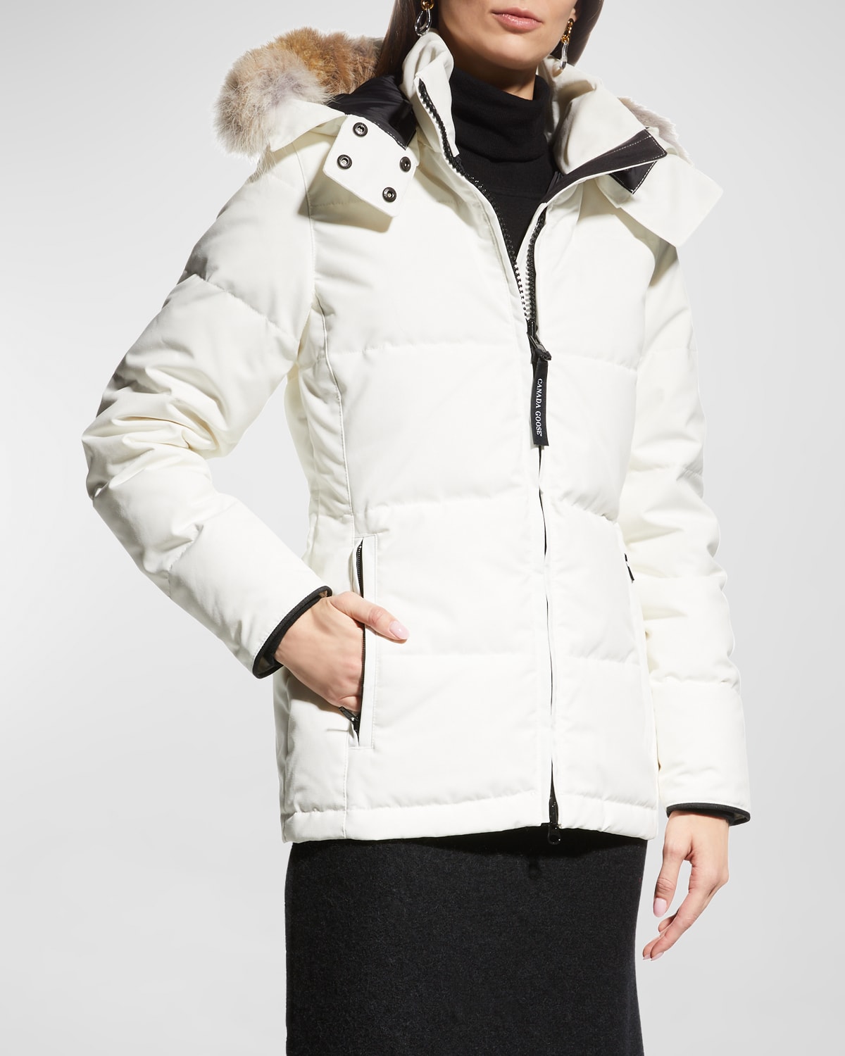 Canada Goose Chelsea Fur-hood Parka Coat In White