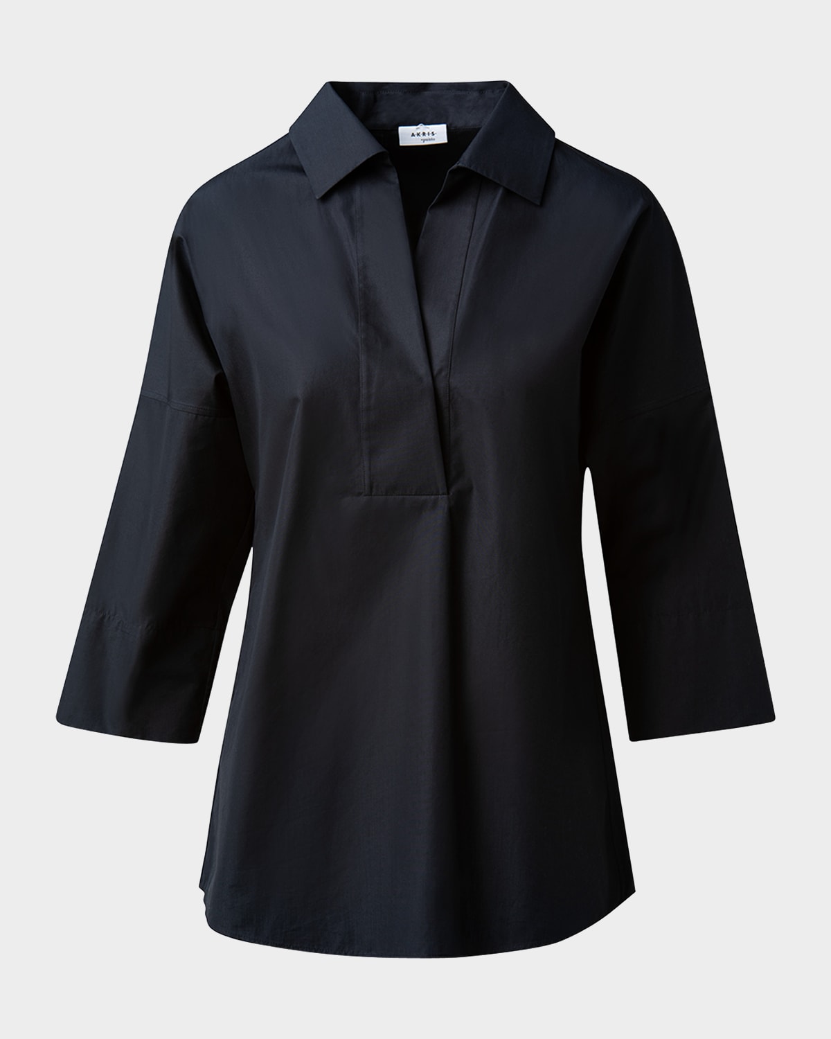 Kimono-Sleeve Split-Neck Blouse