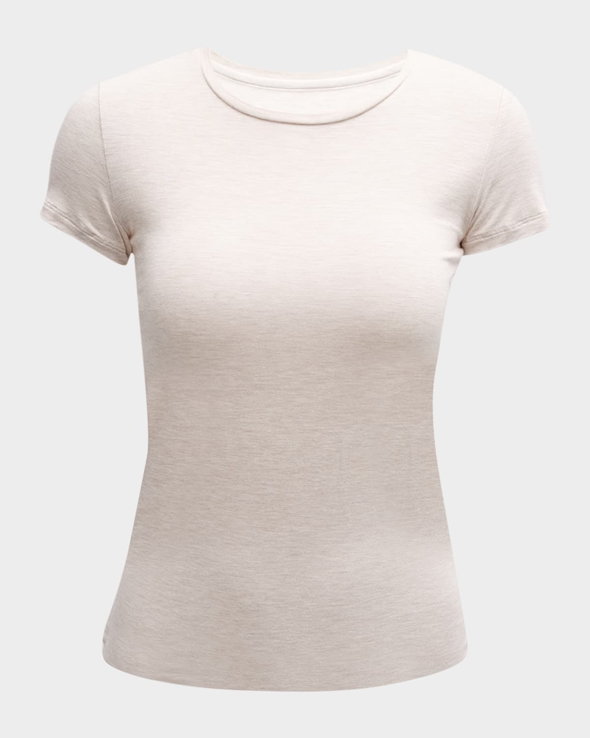 Majestic Soft Touch Short-sleeve Crewneck T-shirt In Cream