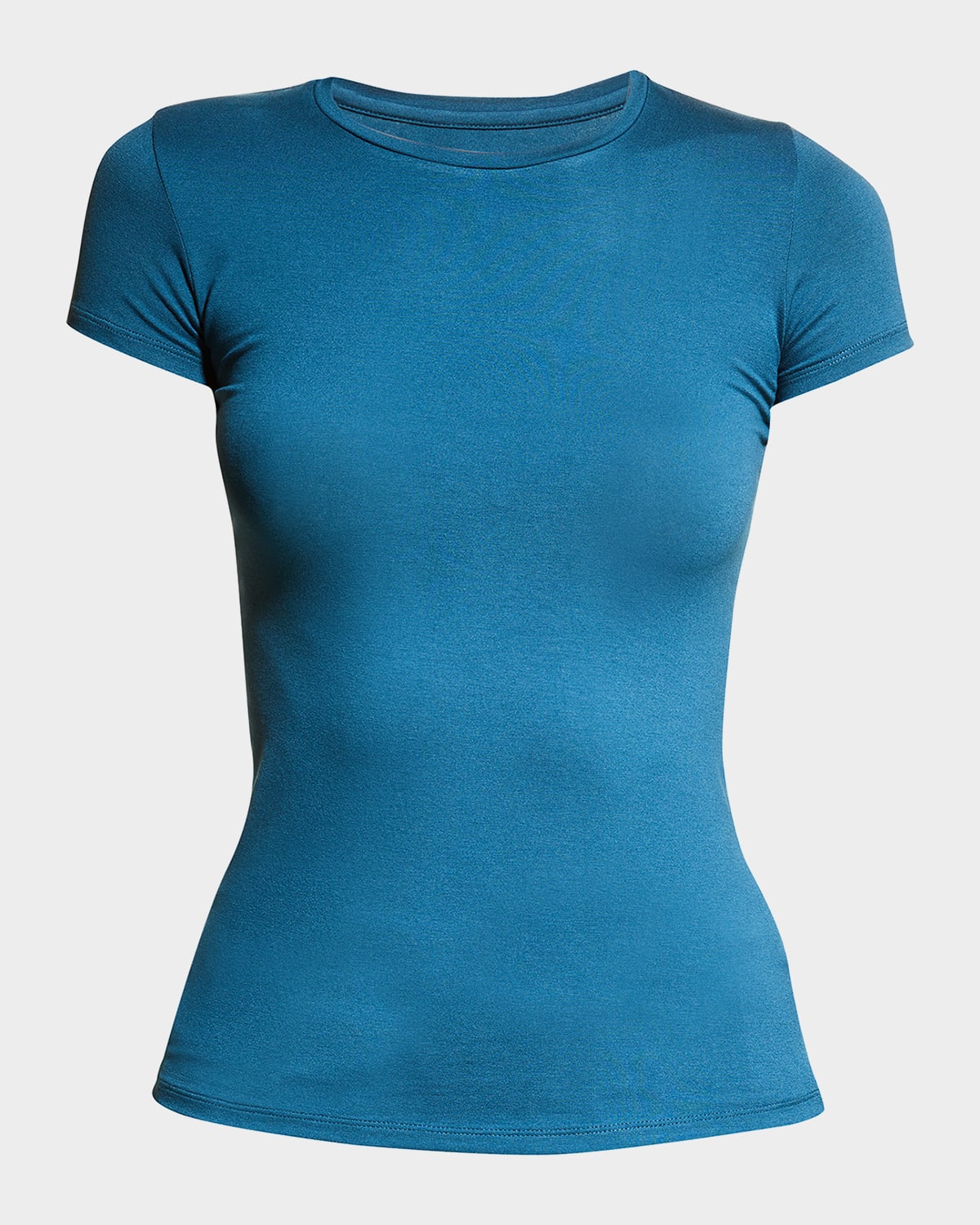 Majestic Soft Touch Short-sleeve Crewneck T-shirt In Blue Paon