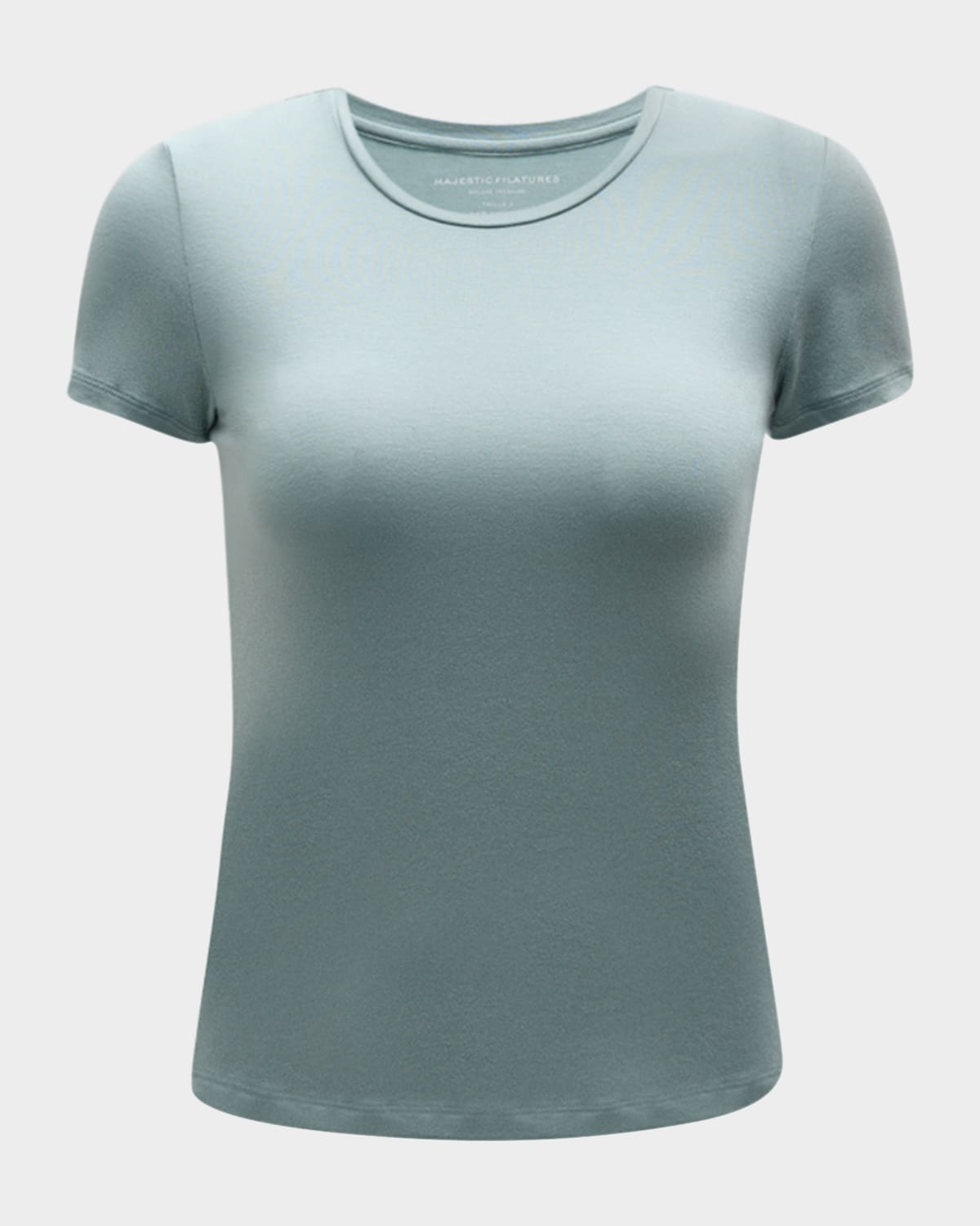 Majestic Soft Touch Short-sleeve Crewneck T-shirt In Aqua