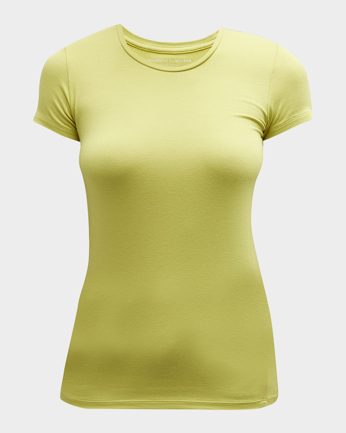 Majestic Soft Touch Short-sleeve Crewneck T-shirt In Anis