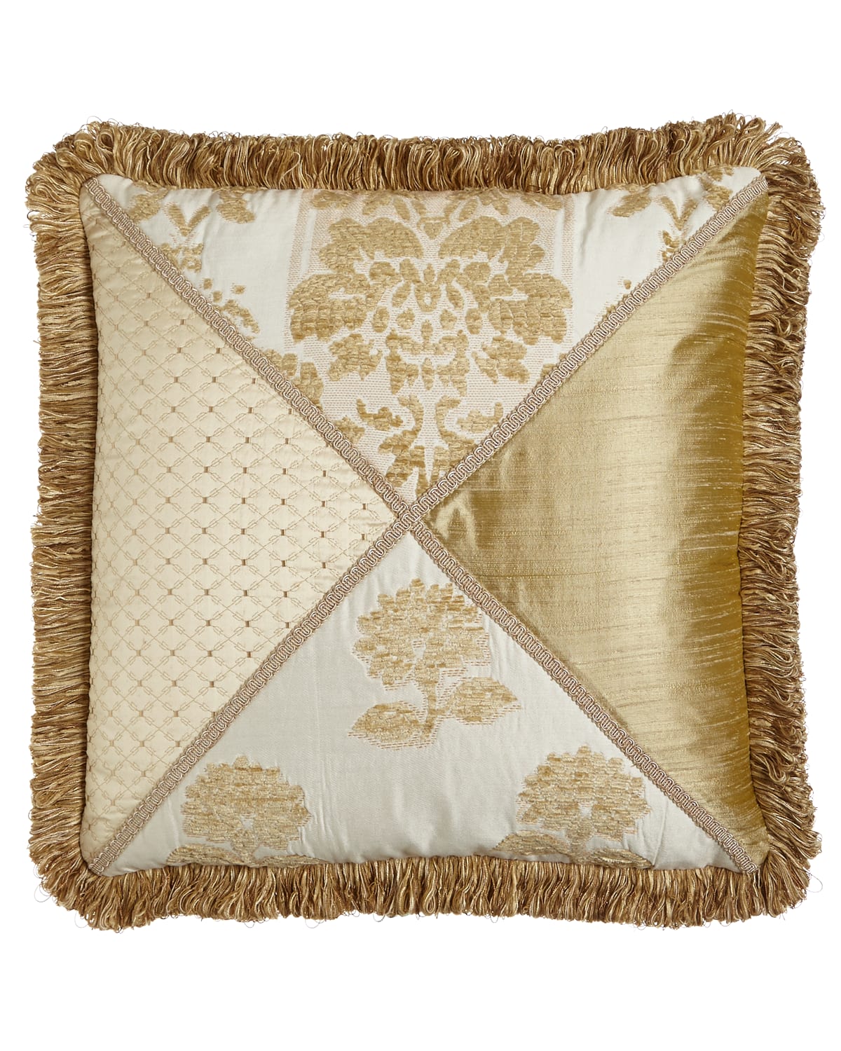 Austin Horn Collection Antoinette Pieced Pillow With Loop Fringe, 20"sq.