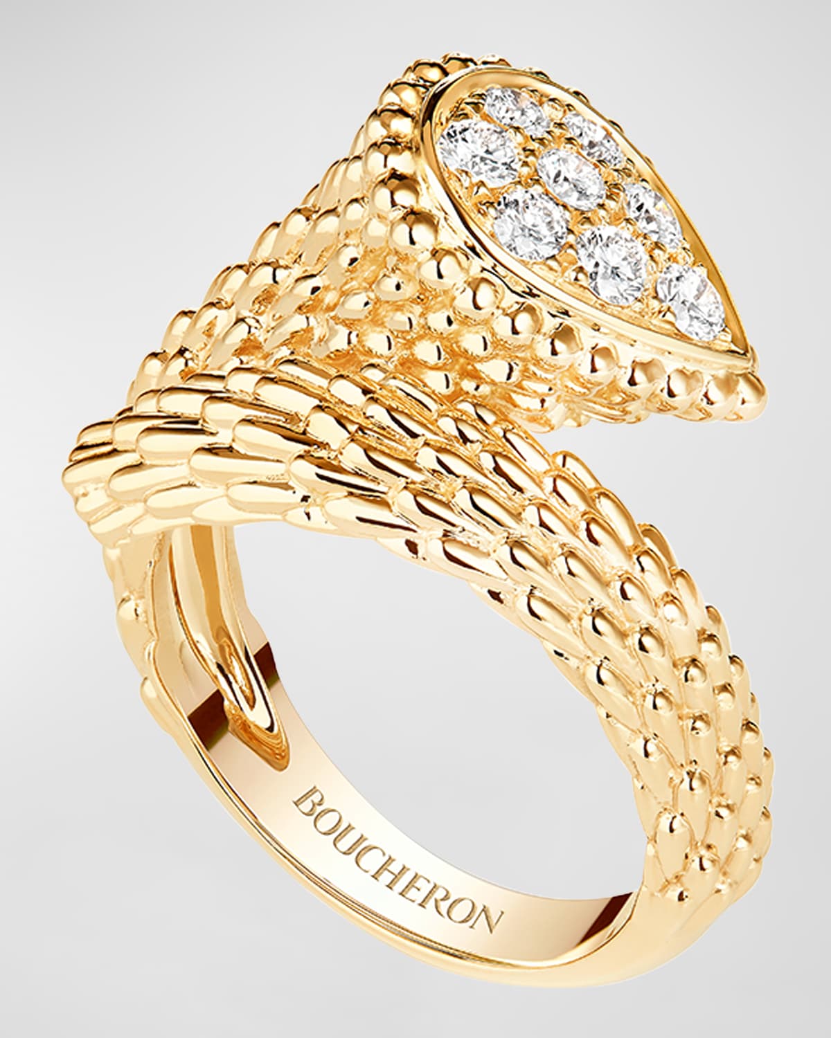 Yellow Gold Serpent Boheme Small Ring with Diamonds, Size 52