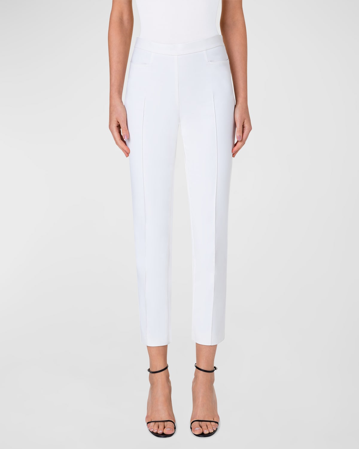 Shop Akris Punto Franca Techno-cotton Pants In Off White