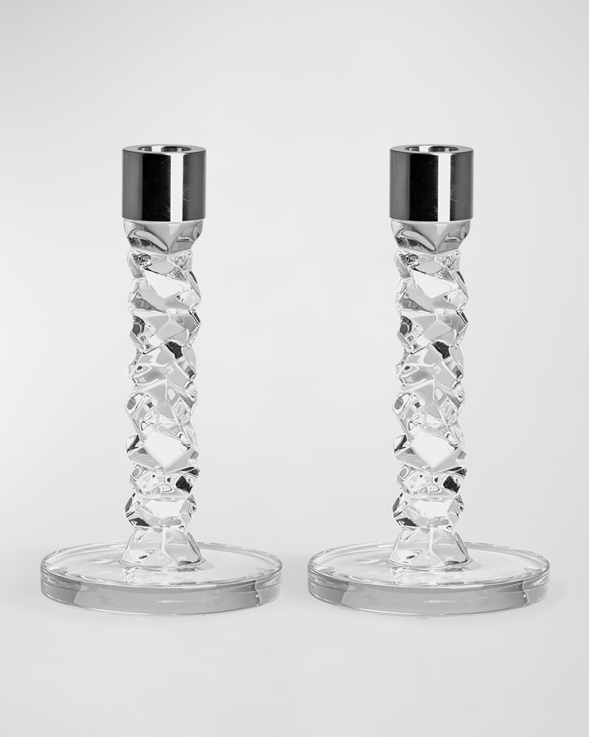 Orrefors Carat 7" Small Candlesticks, Set of 2