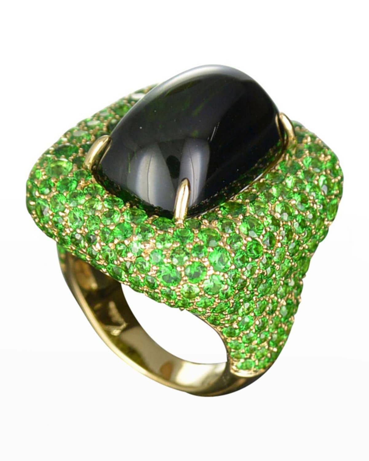 Margot McKinney Jewelry Marbella Green Tourmaline Cabochon Ring in 18K Gold, Size 6.5