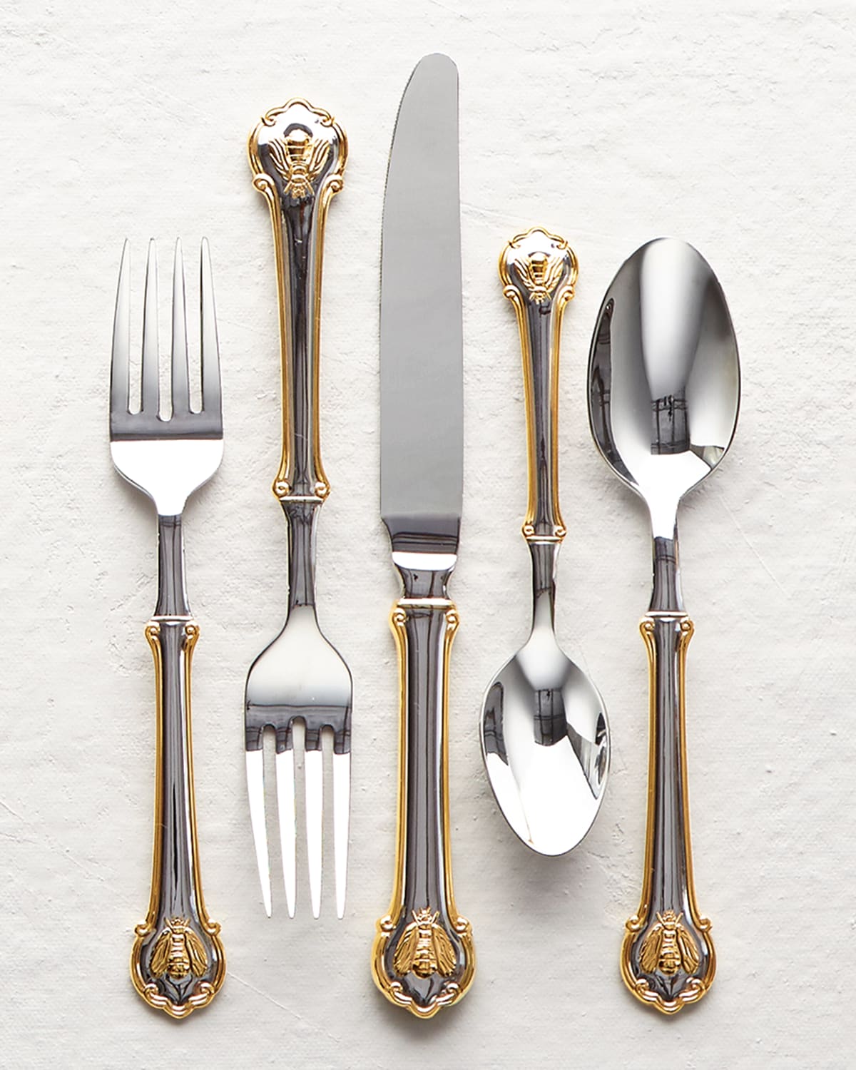 Wallace Silversmiths 45-piece Gold Napoleon Bee Flatware Service In Metallic