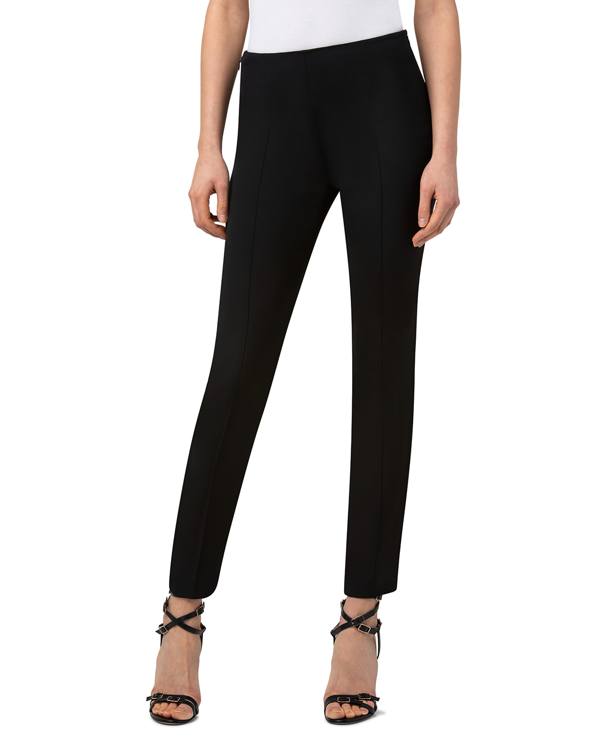 Akris Melissa Stretch Cotton-blend Slim-leg Pants In Black