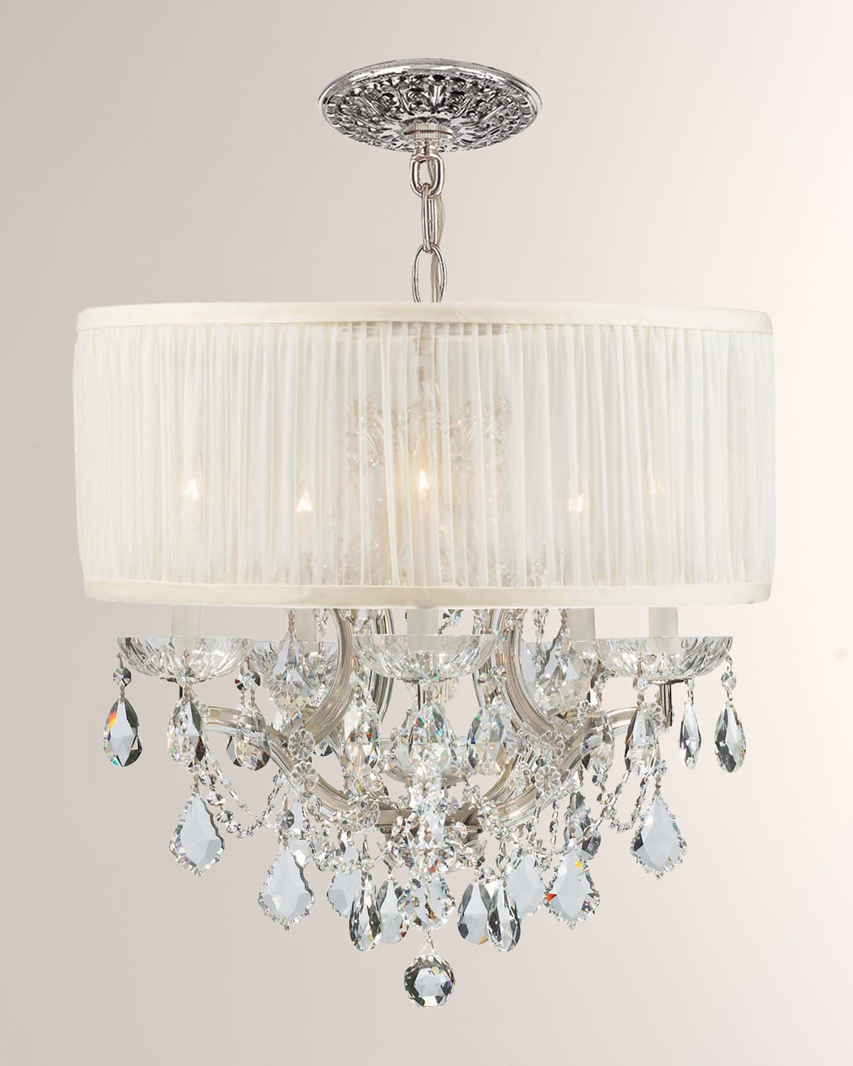Crystorama Brentwood 6-Light Elements Crystal Chrome Drum Shade Chandelier