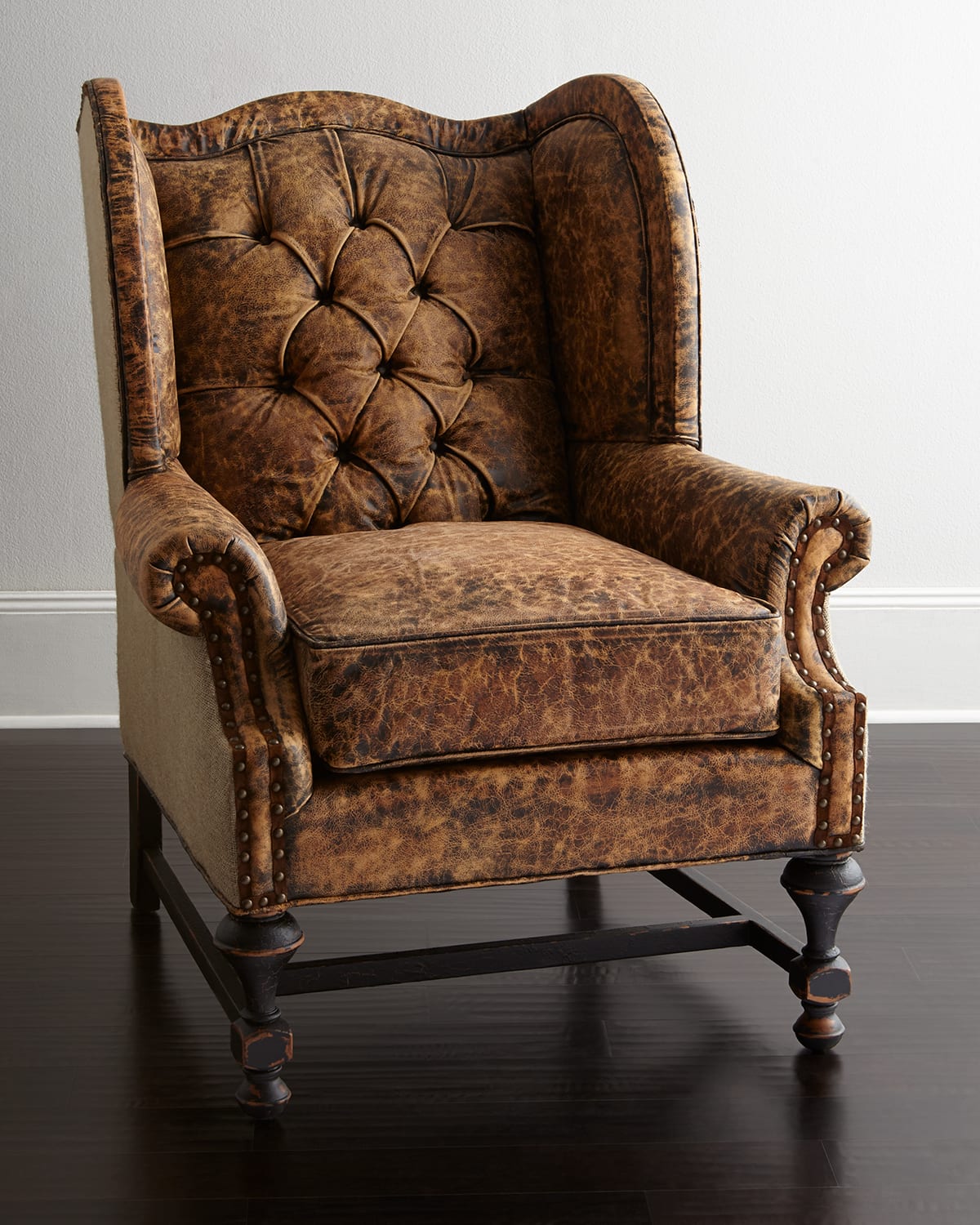 Old Hickory Tannery Gibson Leather Wing Chair In Brown