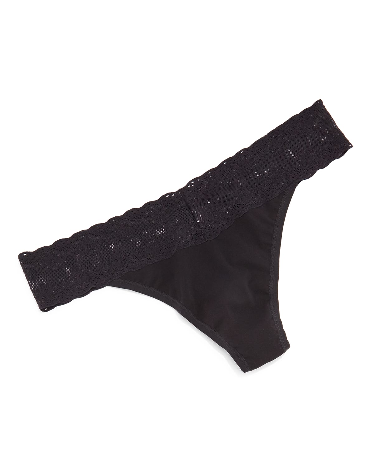 Shop Natori Bliss Perfection Lace-trimmed Thong (one Size) In Black