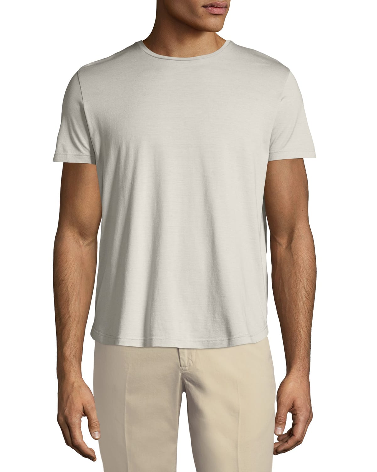 Loro Piana Men's Silk Cotton Jersey T-shirt In Silver Grey