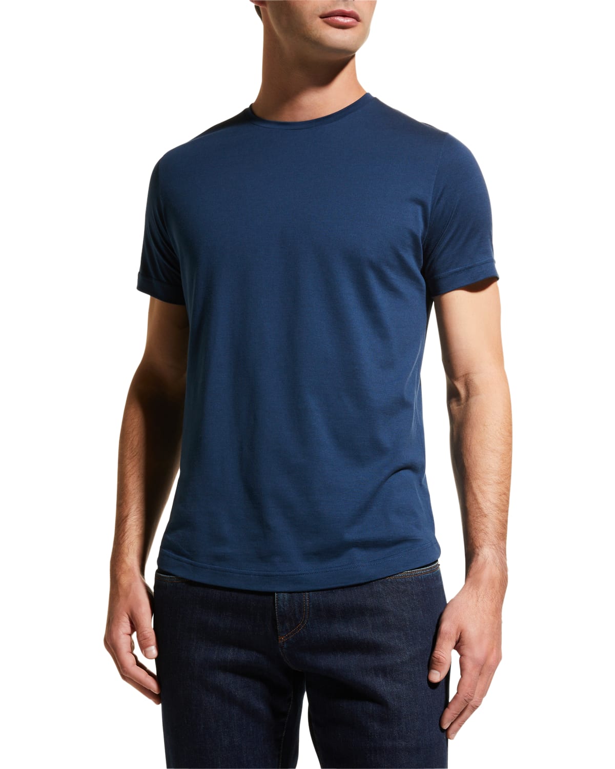 Loro Piana Men's Silk Cotton Jersey T-shirt In Cobalt Ink