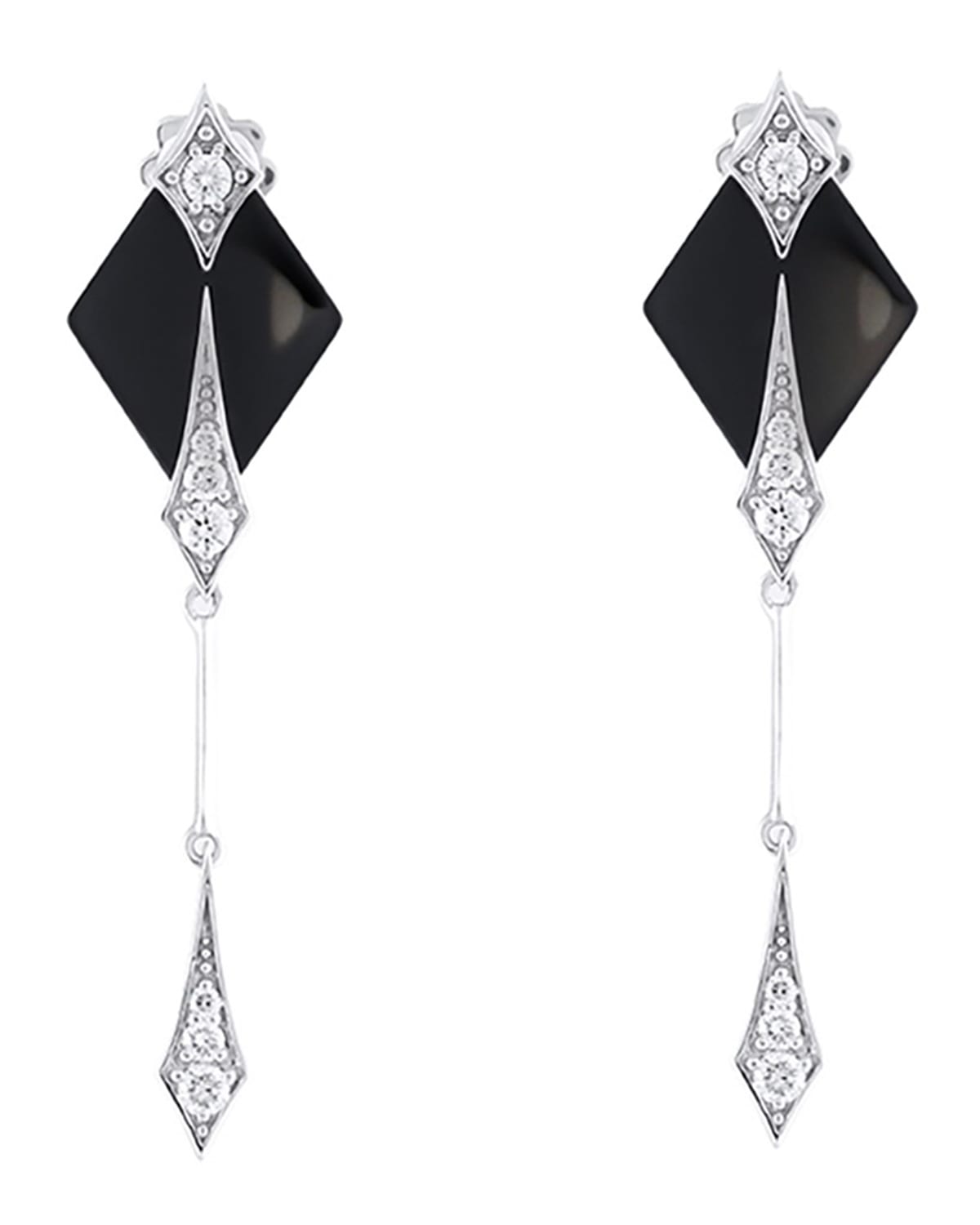 DIVA Black Ceramic & 18k White Gold Diamond Dangle Earrings