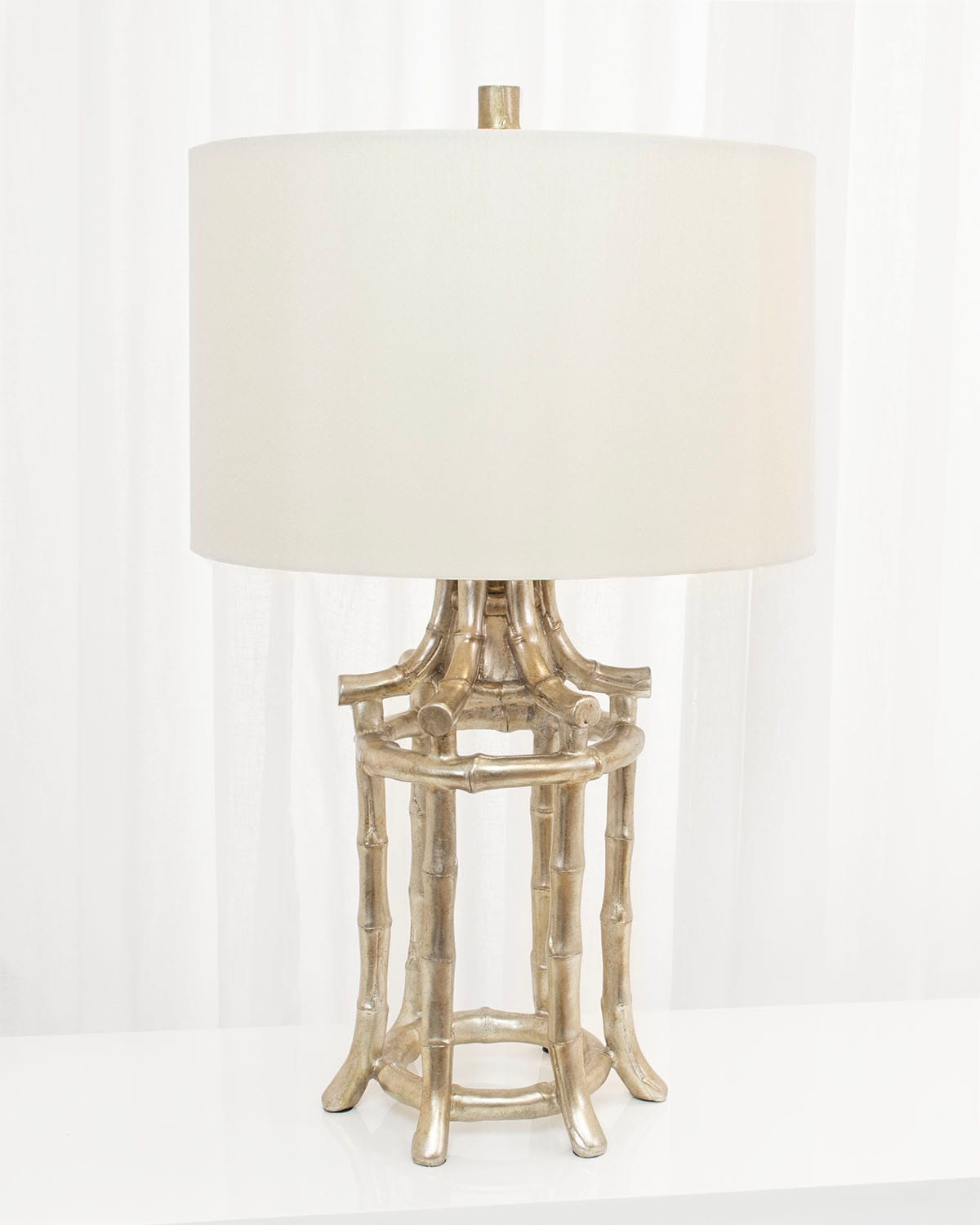 Couture Lamps Golden Bamboo Table Lamp In Silver
