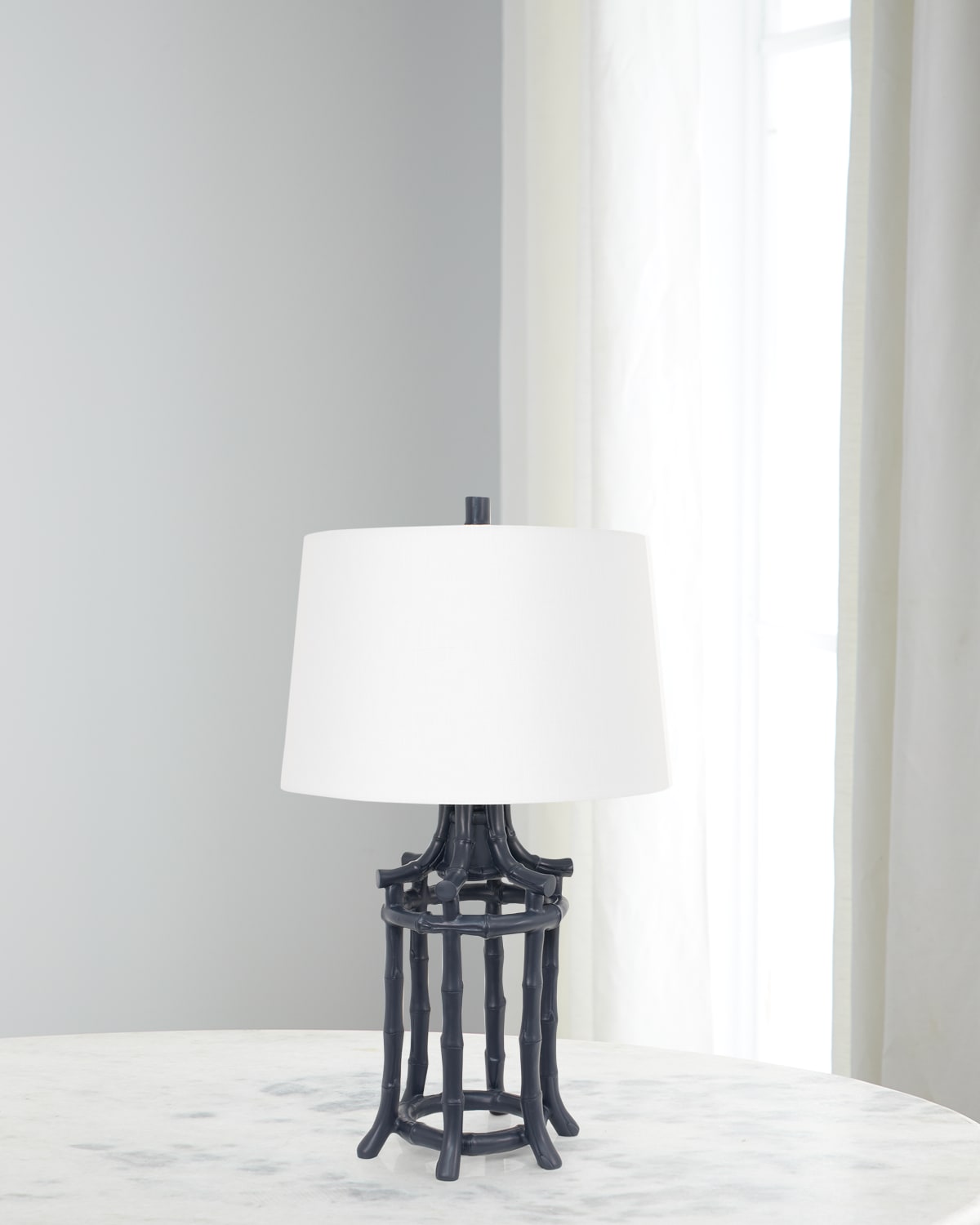Couture Lamps Golden Bamboo Table Lamp In Navy