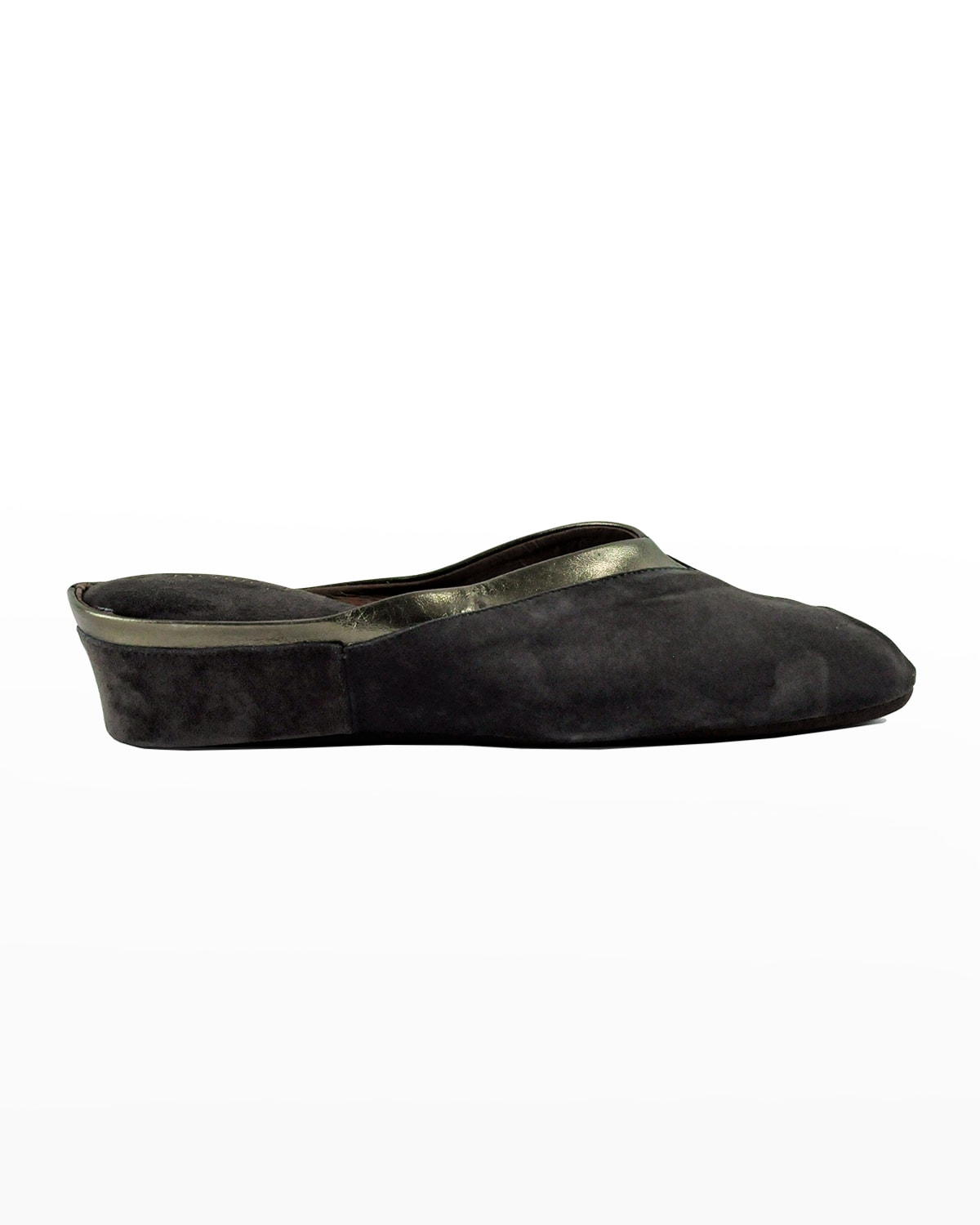 Jacques Levine Suede Wedge Mule Slippers