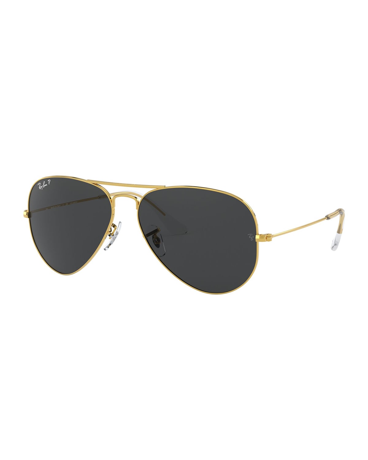 Ray Ban Metal Polarized Aviator Sunglasses In Black Polar