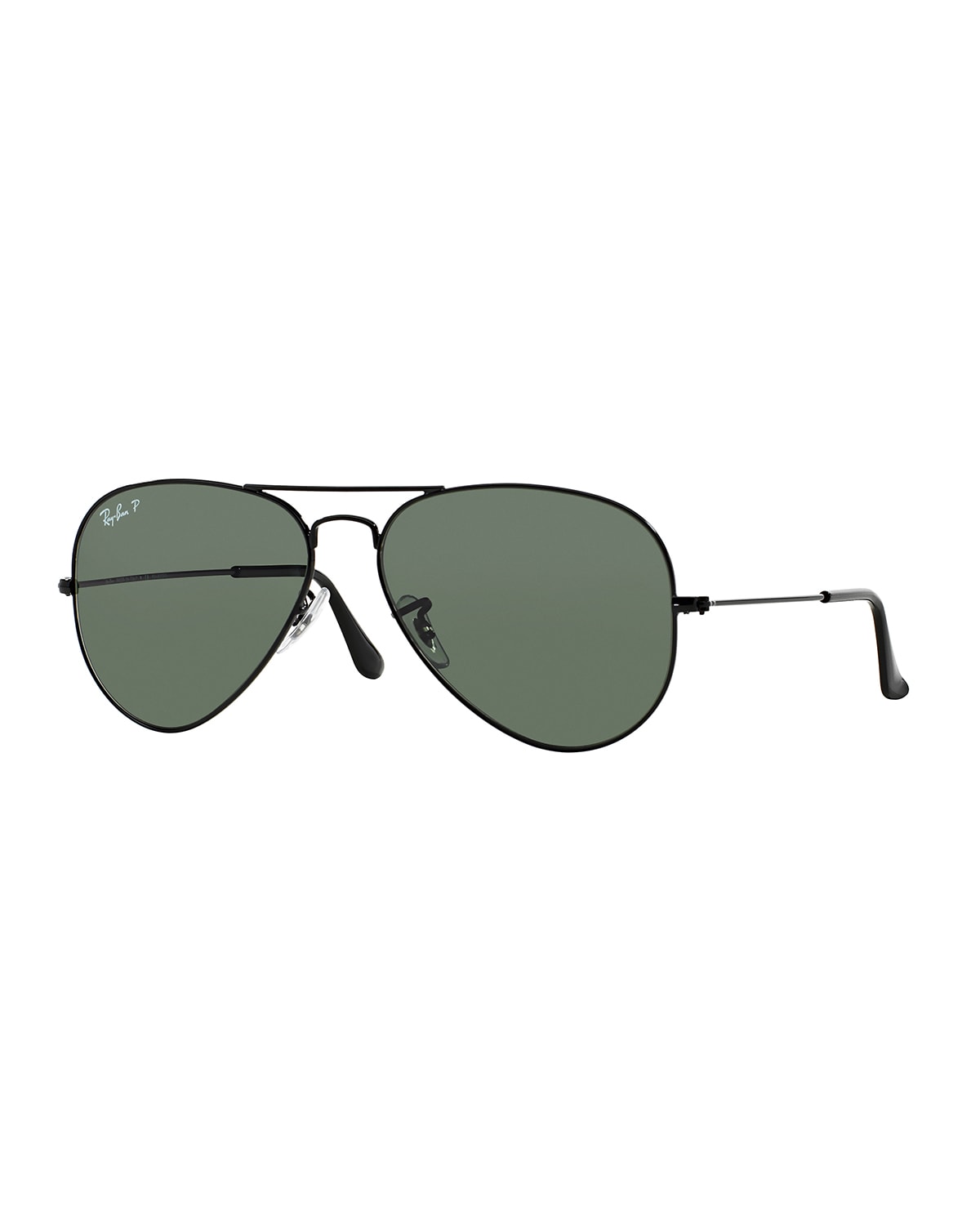 Shop Ray Ban Metal Polarized Aviator Sunglasses In Black