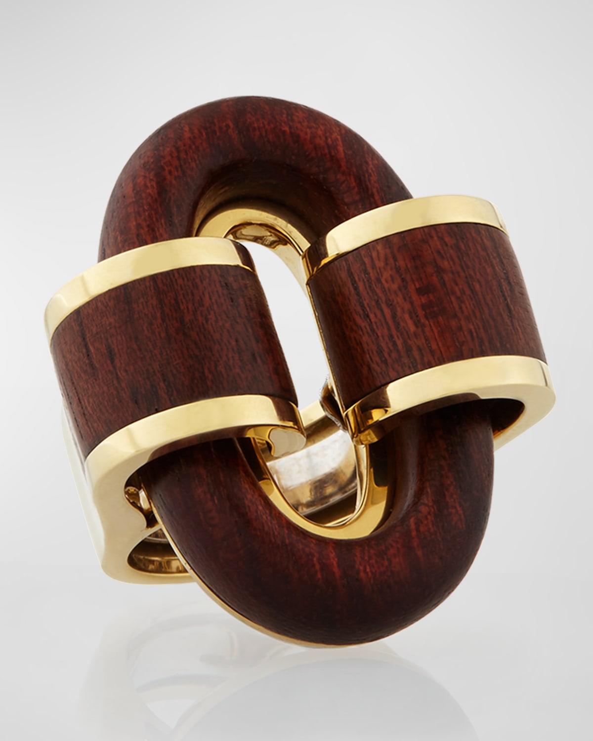 David Webb 18k Gold Bloodwood Buckle Ring, Size 6.5