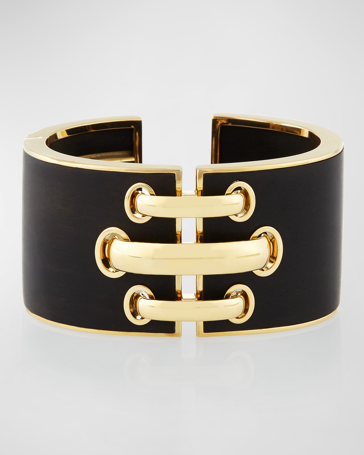 David Webb 18k Gold Ebony Shoelace Cuff Bracelet