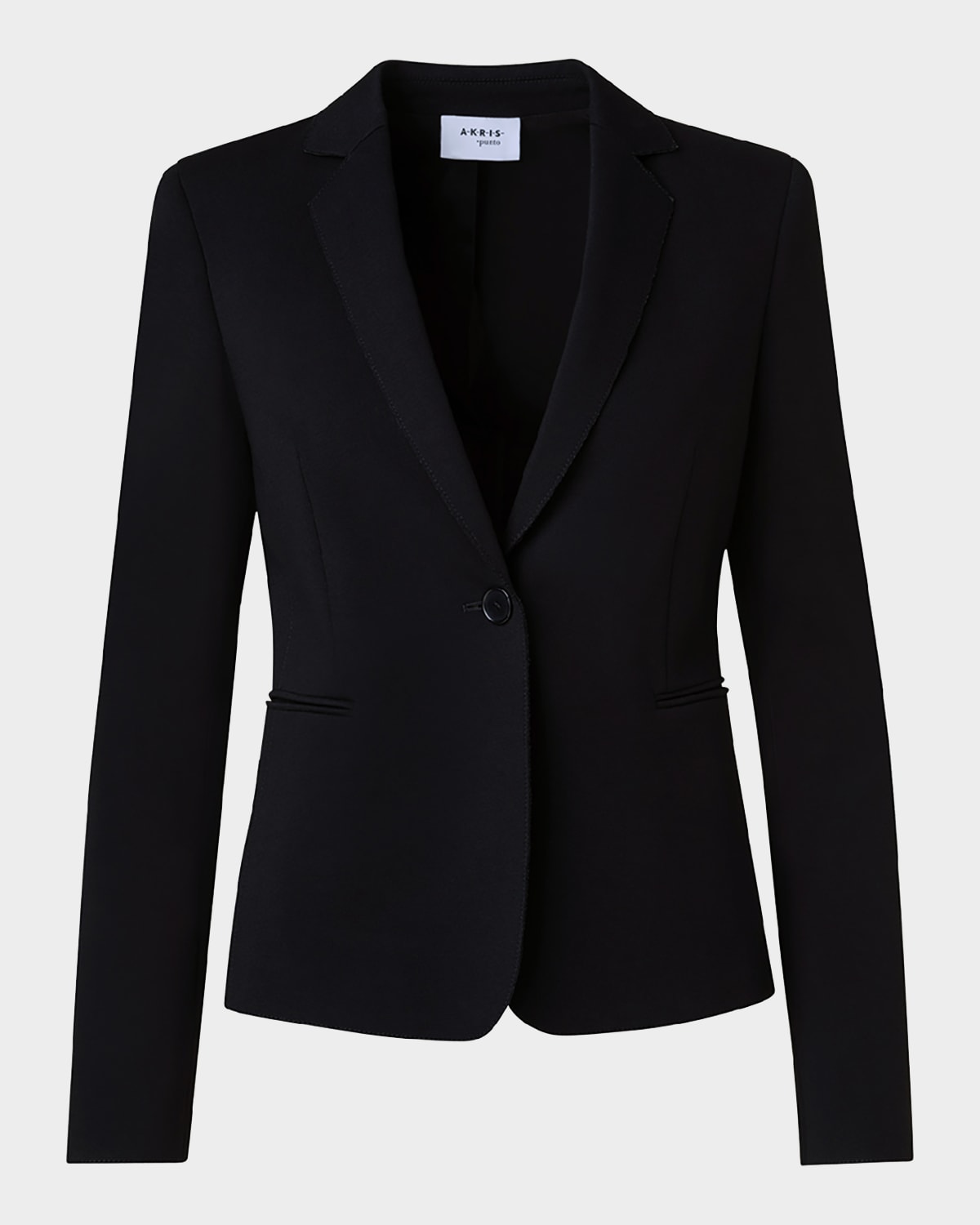 Shop Akris Punto Wool Jersey Tailored Blazer Jacket In Black