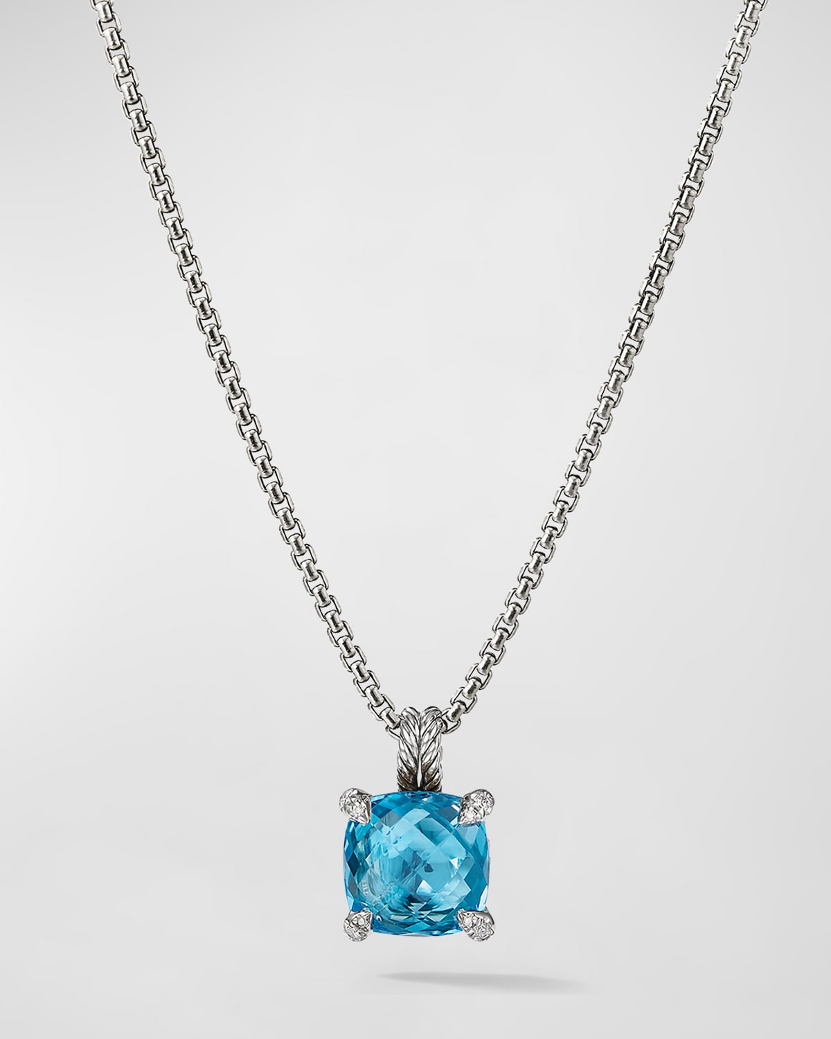 Shop David Yurman 11mm Chatelaine Faceted Pendant Necklace In Blue Topaz