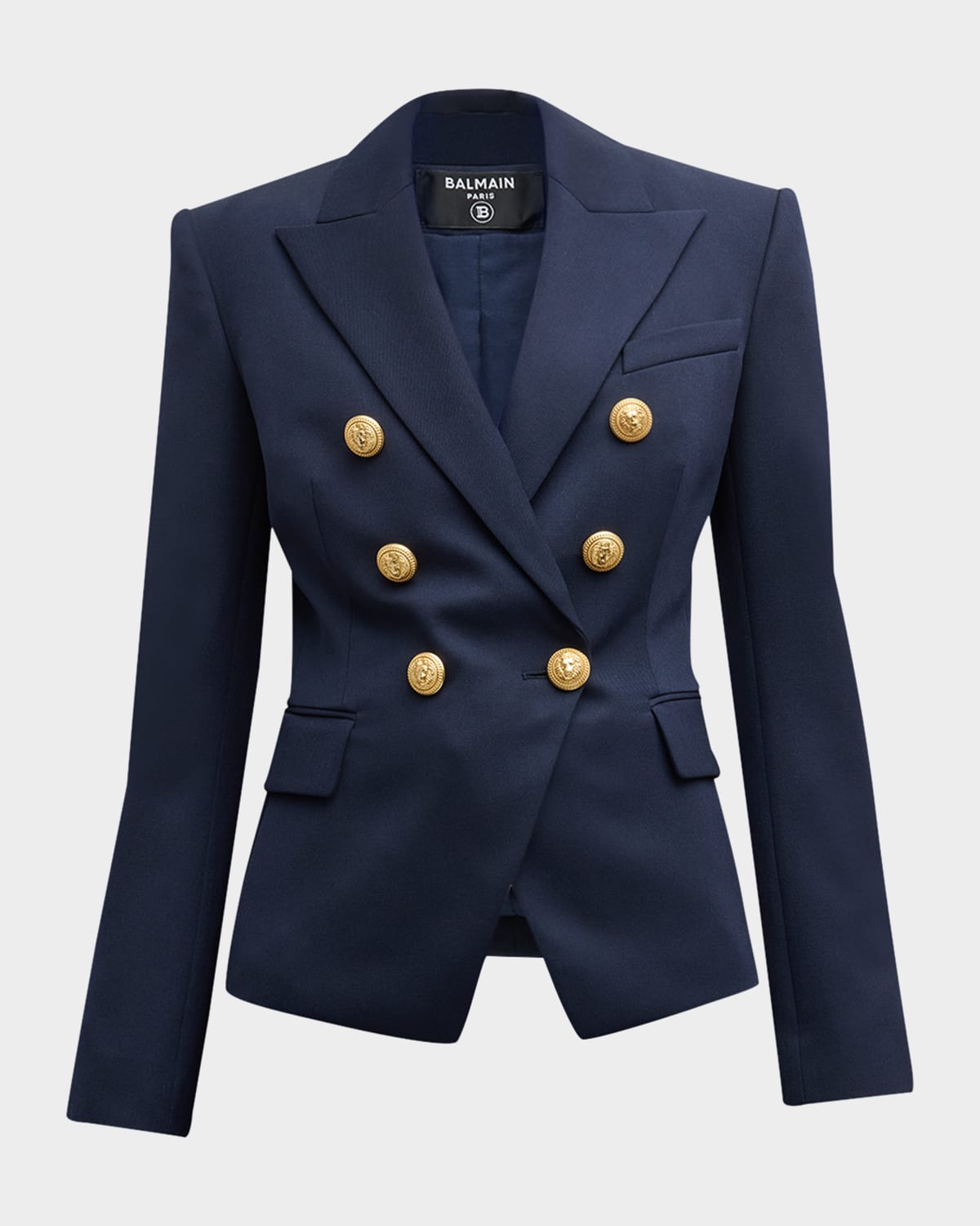 Balmain Classic Double-breasted Blazer In Navy