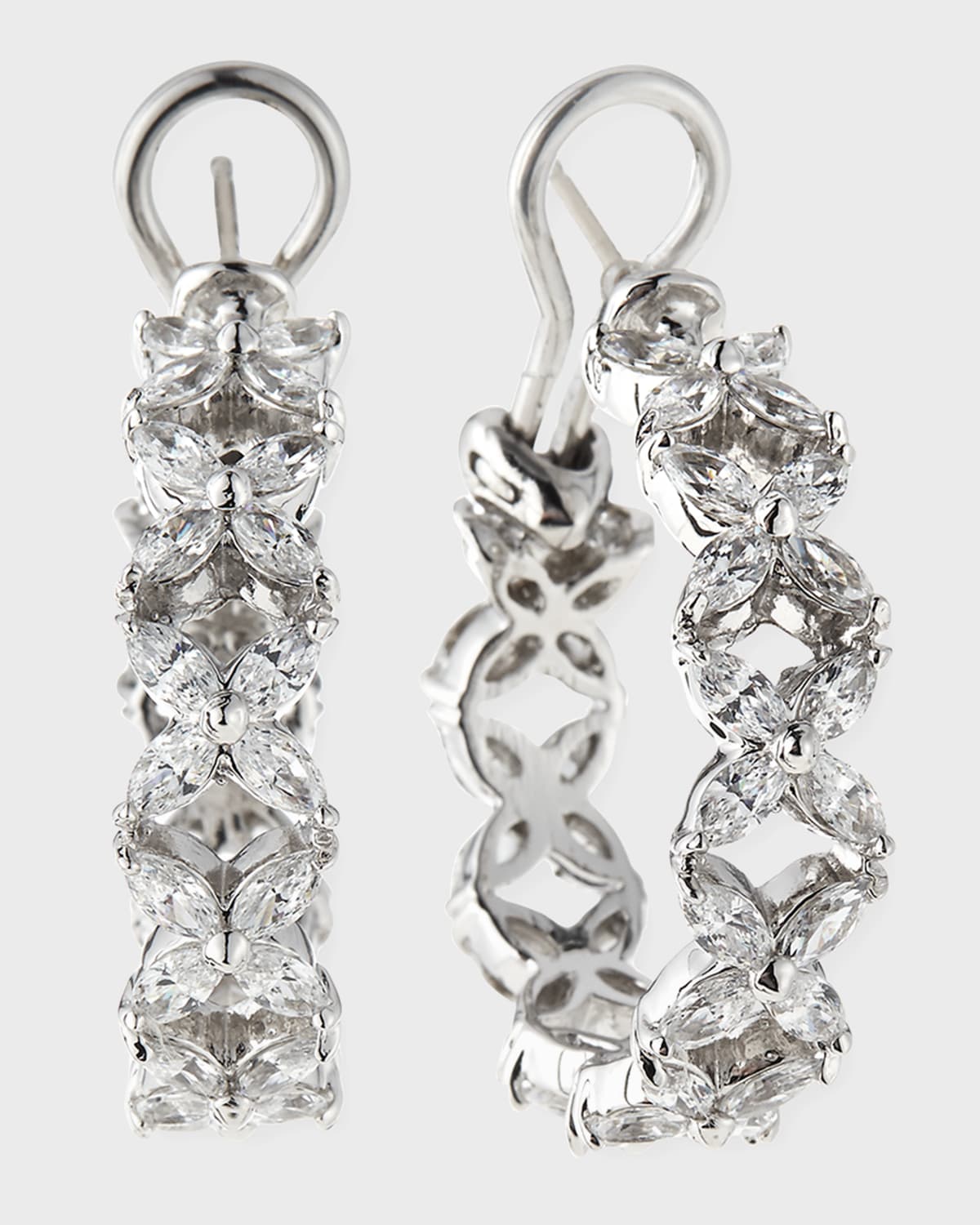 7.25 TCW CZ Flower Shaped Hoop Earrings