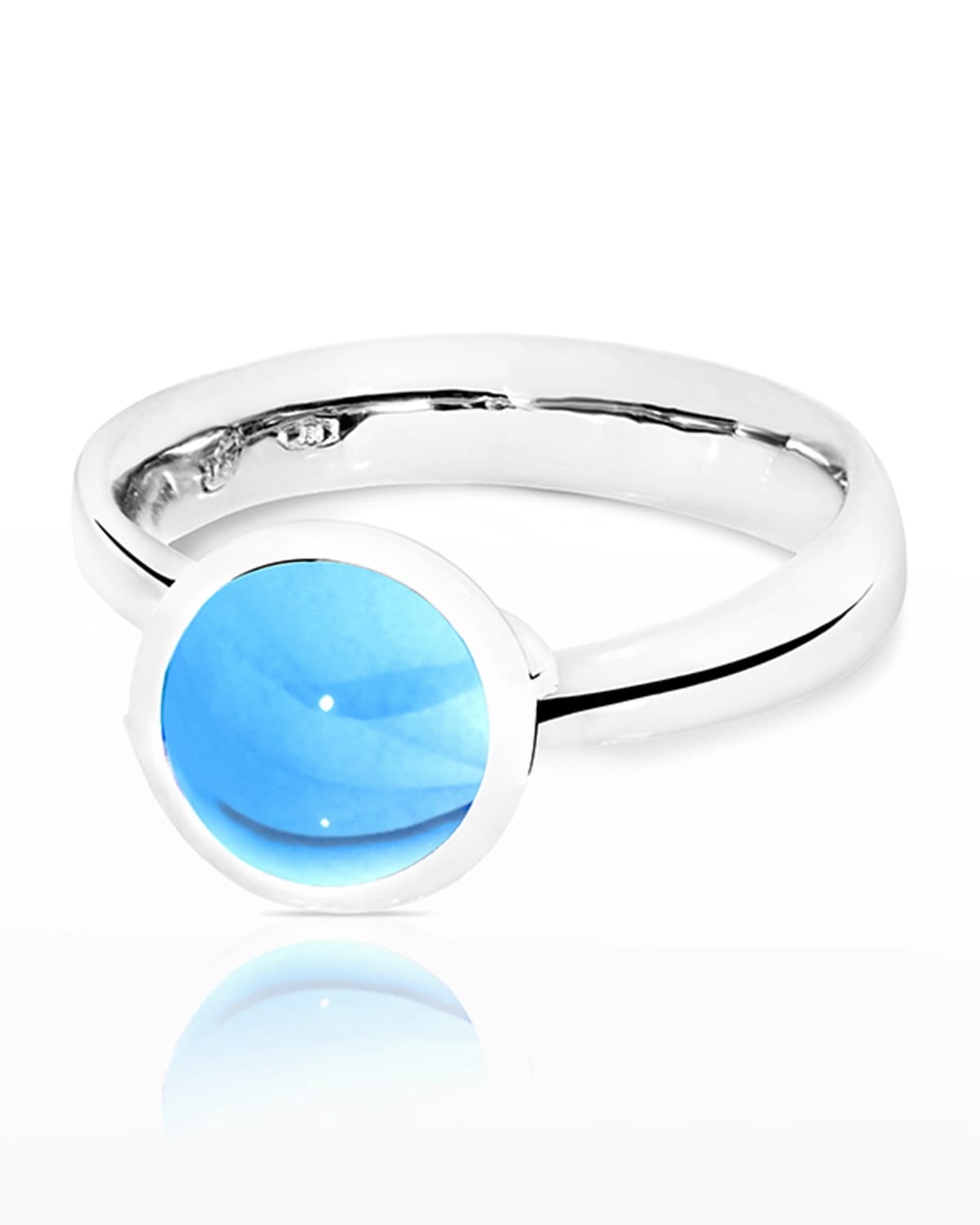 18k White Gold Small Swiss Blue Topaz Ring