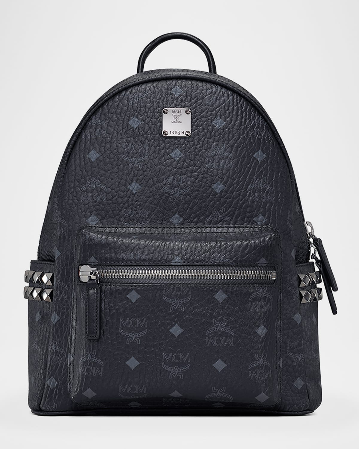 MCM Quilted Studded Visetos Leather Backpack, MCM Handbags