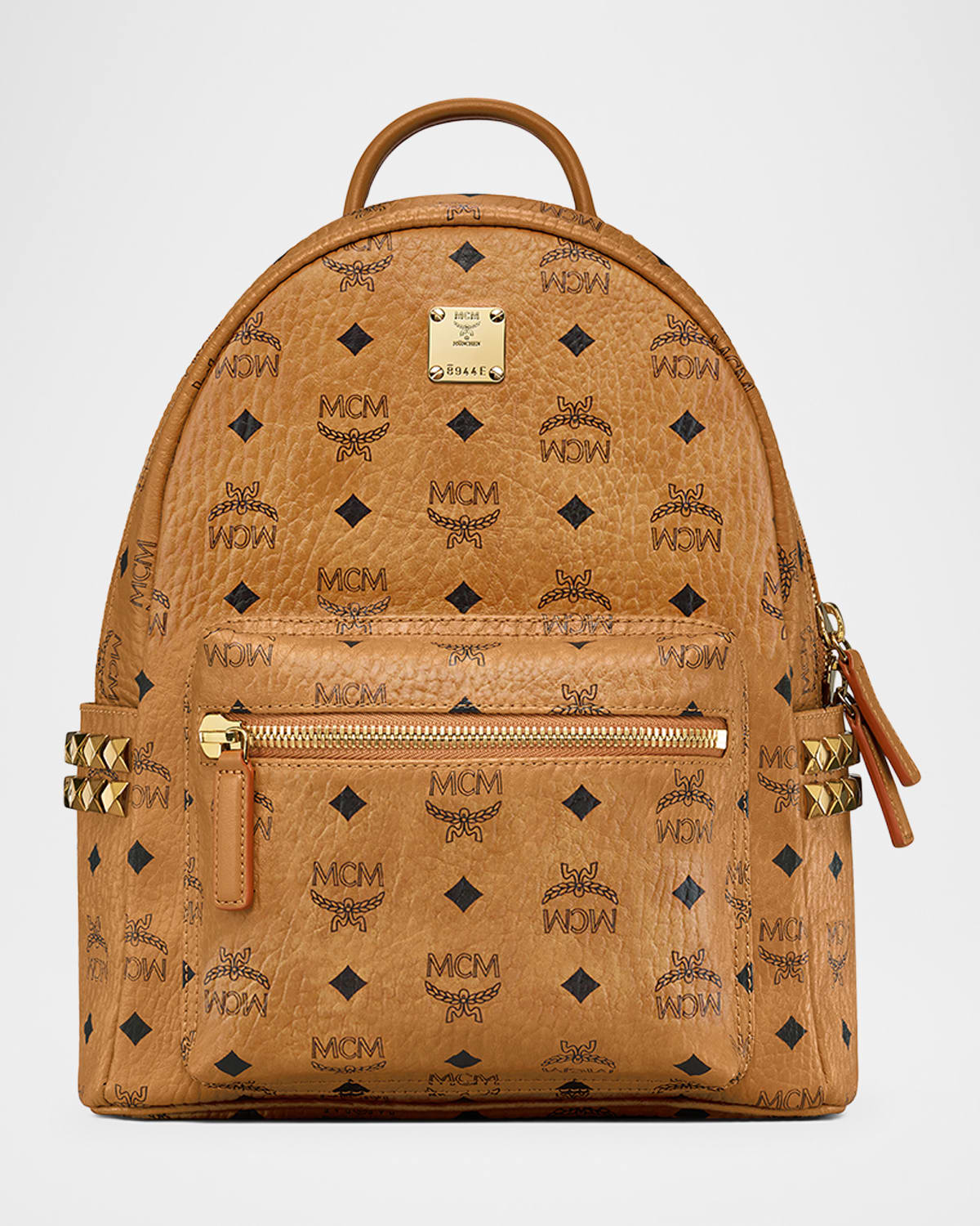 Mcm Stark Visetos Small Side-stud Backpack In Cognac