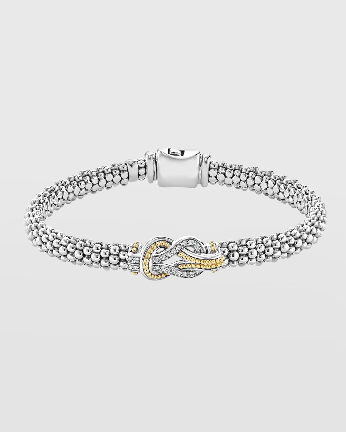 Lagos 18k Gold And Sterling Silver Newport Knot Bracelet With Diamonds
