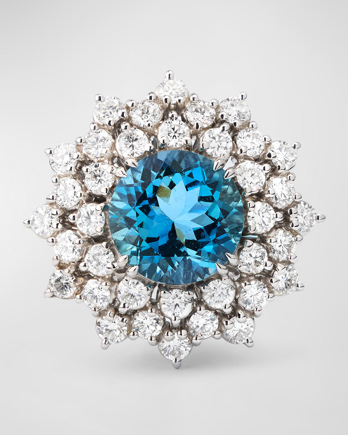 Shop Alexander Laut 18k White Gold Round Green Blue Aquamarine And Diamond Ring In Aquamarine Diamond