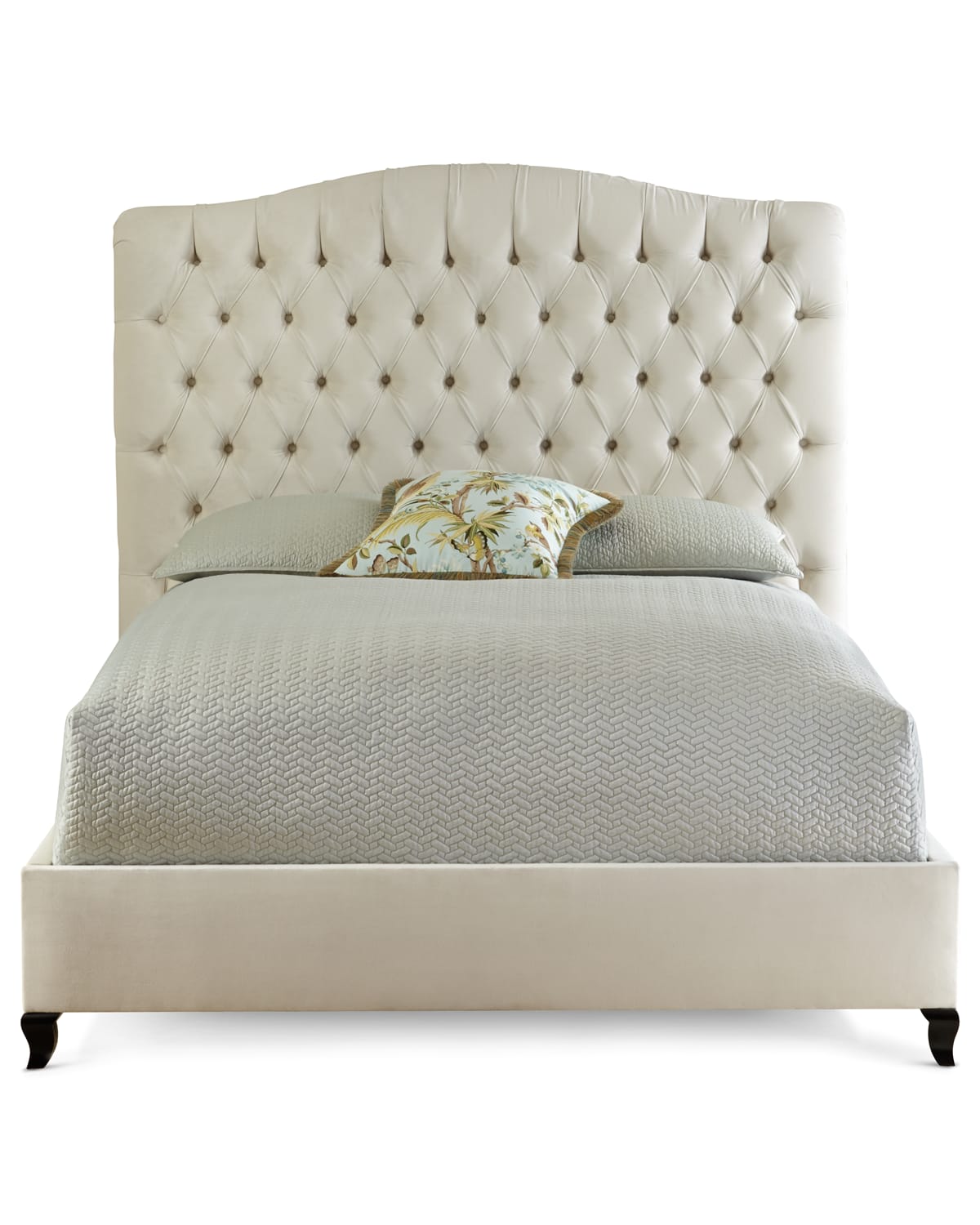 Haute House Harper Tufted Ivory Velvet King Bed