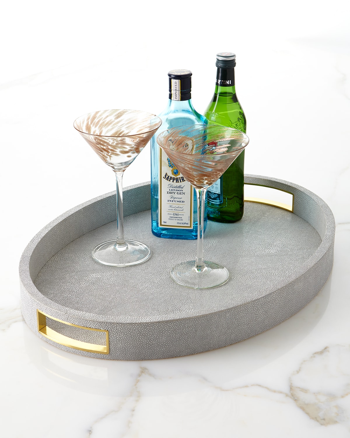 Aerin Modern Shagreen Cocktail Tray In Neutral