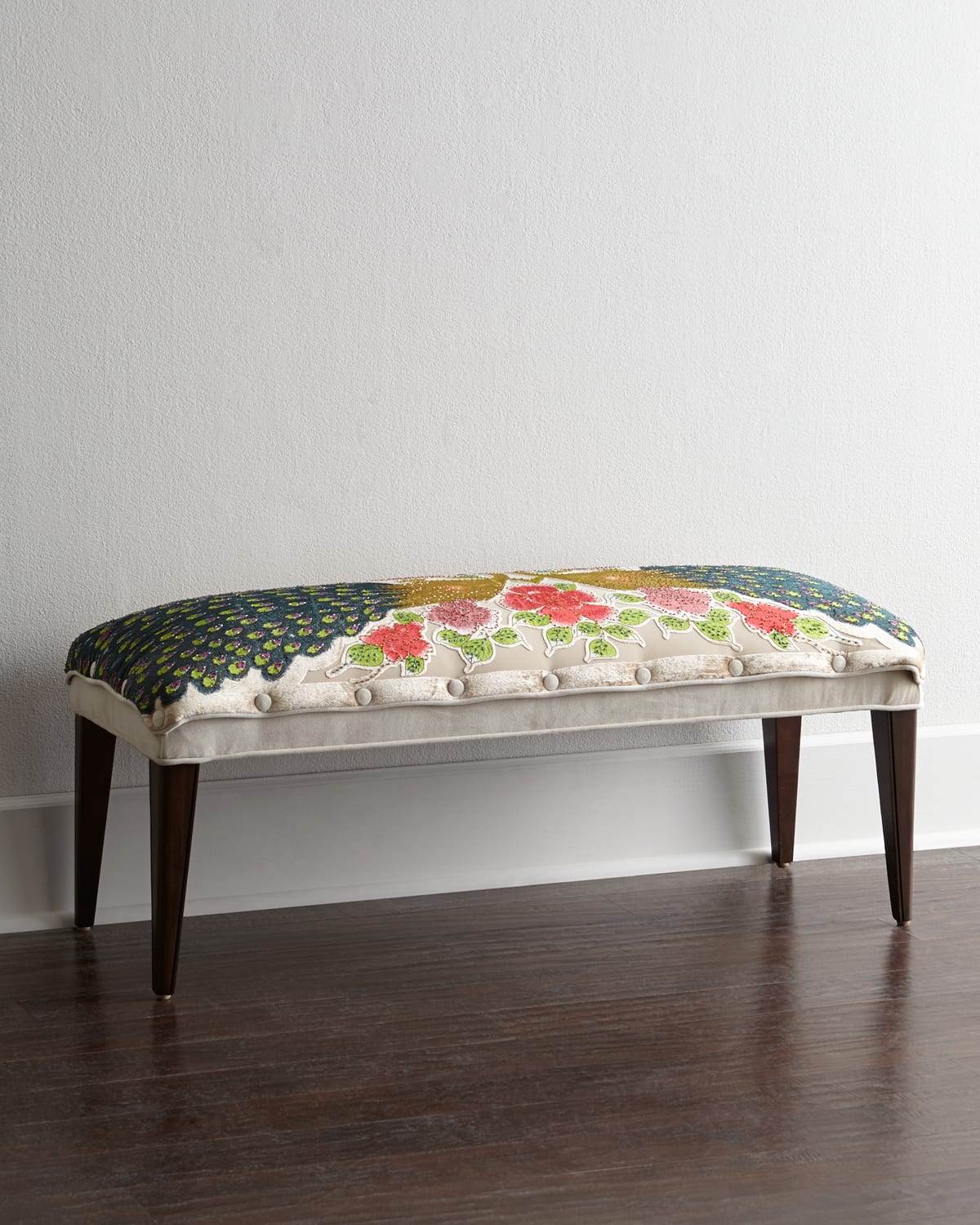 Haute House Cream Peacock Bench, 42"