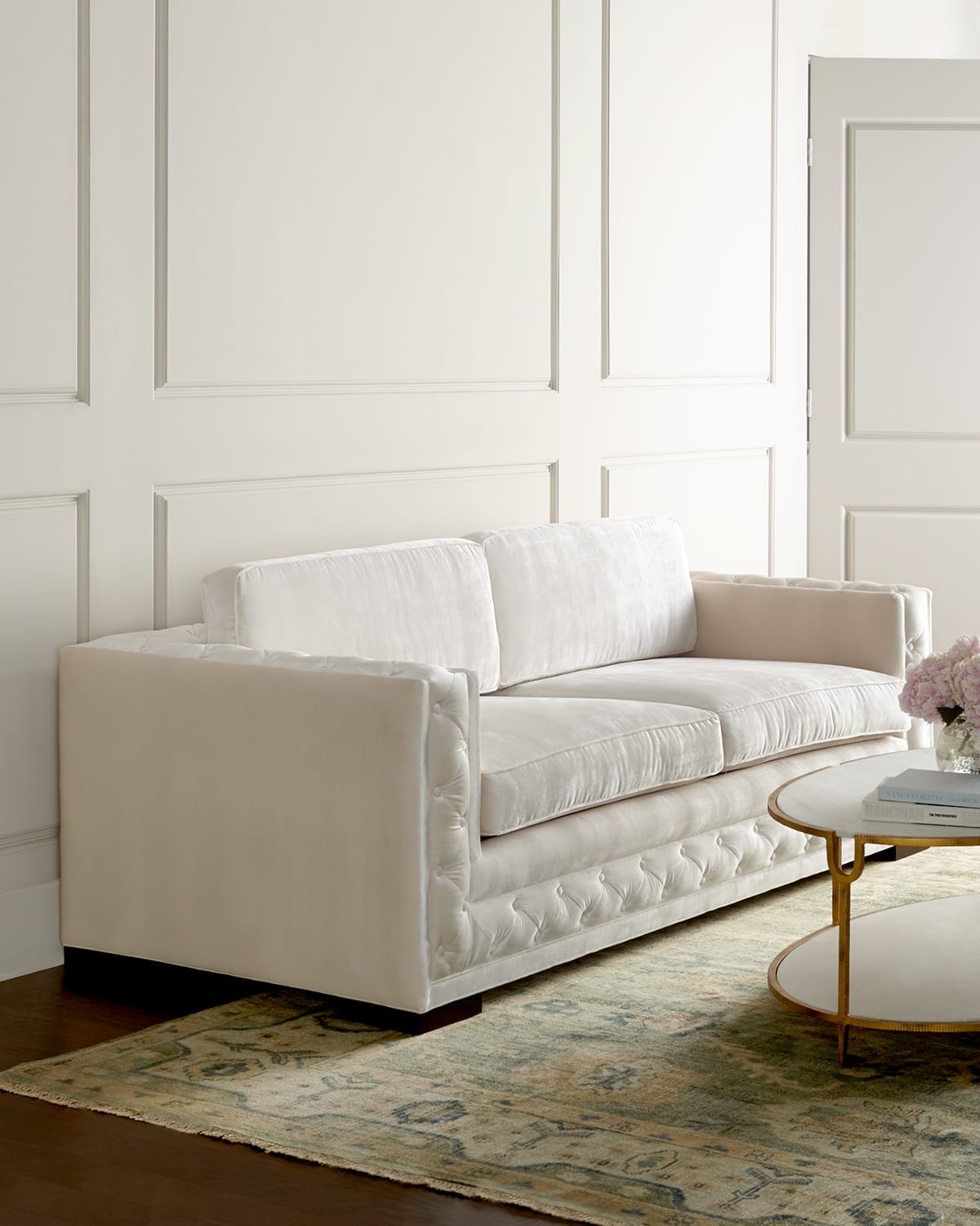 Haute House Bently White Tufted Sofa