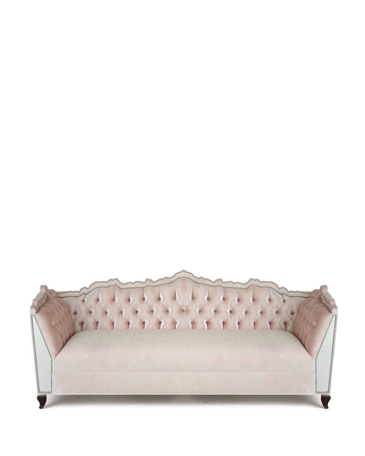Haute House Santiago Mirrored Sofa 88" In Blush