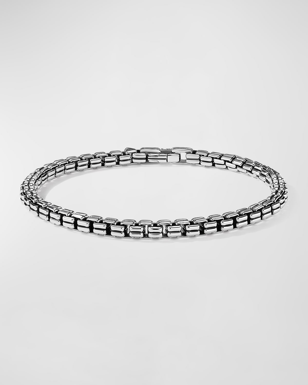 Men's Double Box Chain Bracelet in Silver, 4mm, Size L
