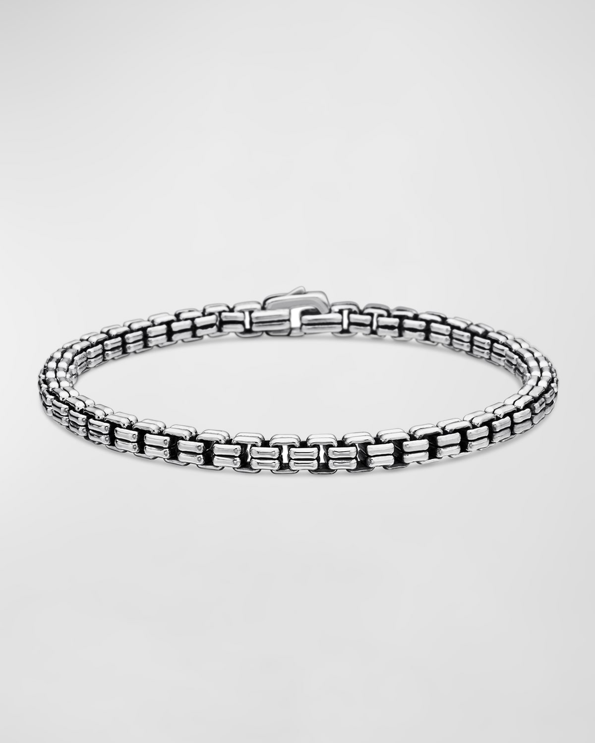 Double Box Chain Bracelet in Sterling Silver, 4mm