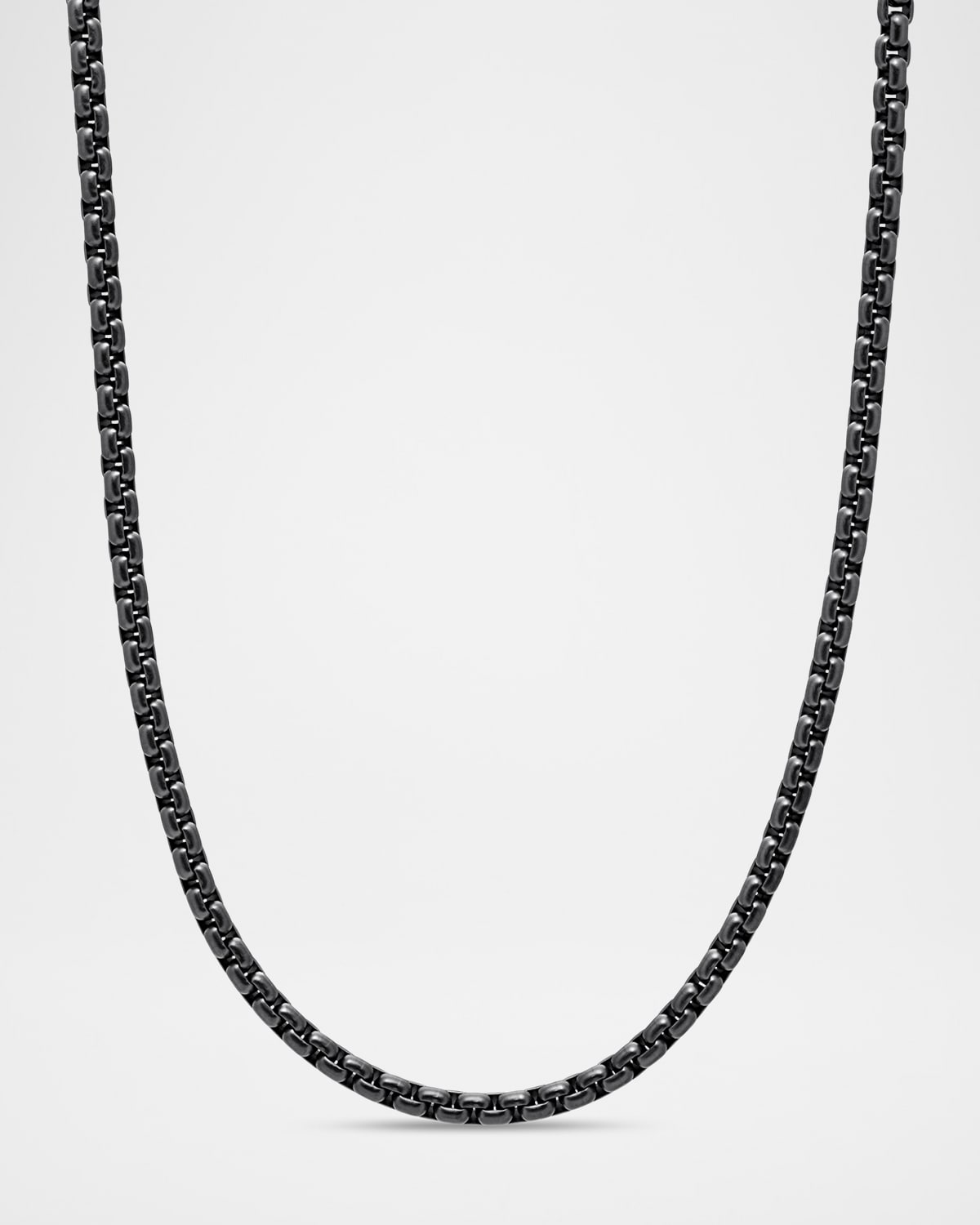 Men's Box Chain Necklace in Darkened Stainless Steel, 4mm, 26"L