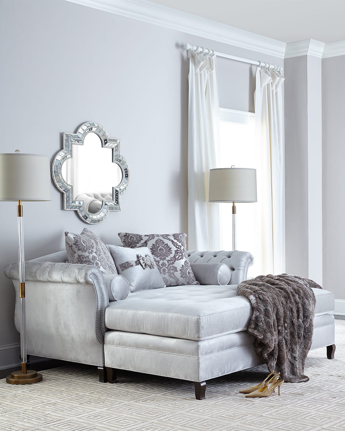Haute House Duncan Tufted Chaise In Silver