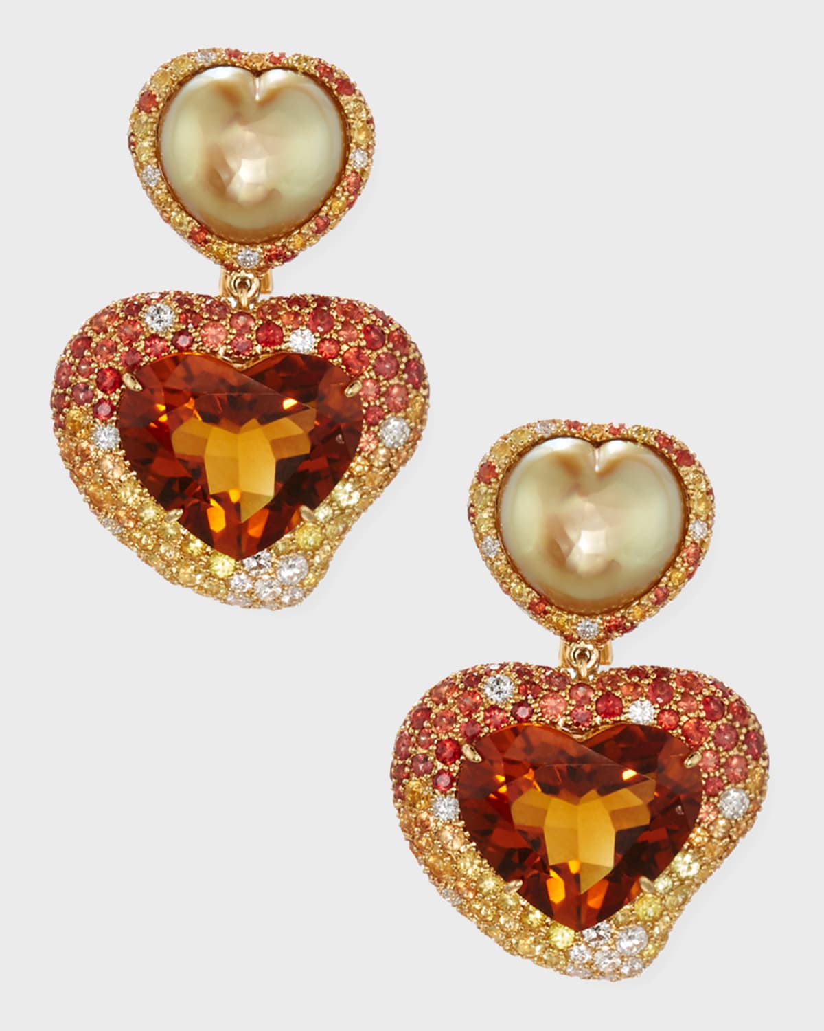 Hearts Desire South Sea Pearl & Madeira Citrine Drop Earrings