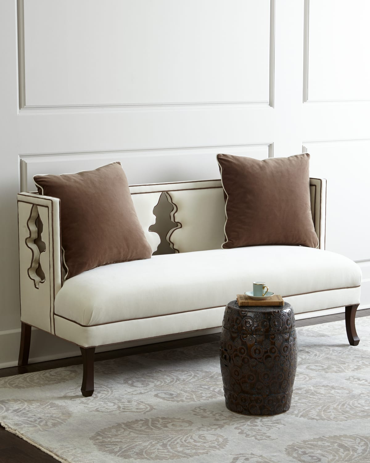 Haute House Balustrade Settee In Ivory