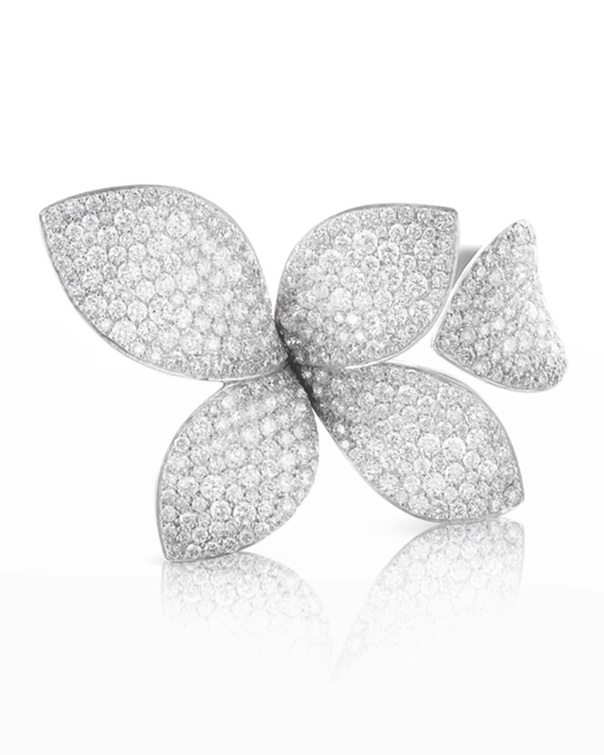 Giardini Secreti 18K White Gold Diamond 5-Petal Ring, Size 7