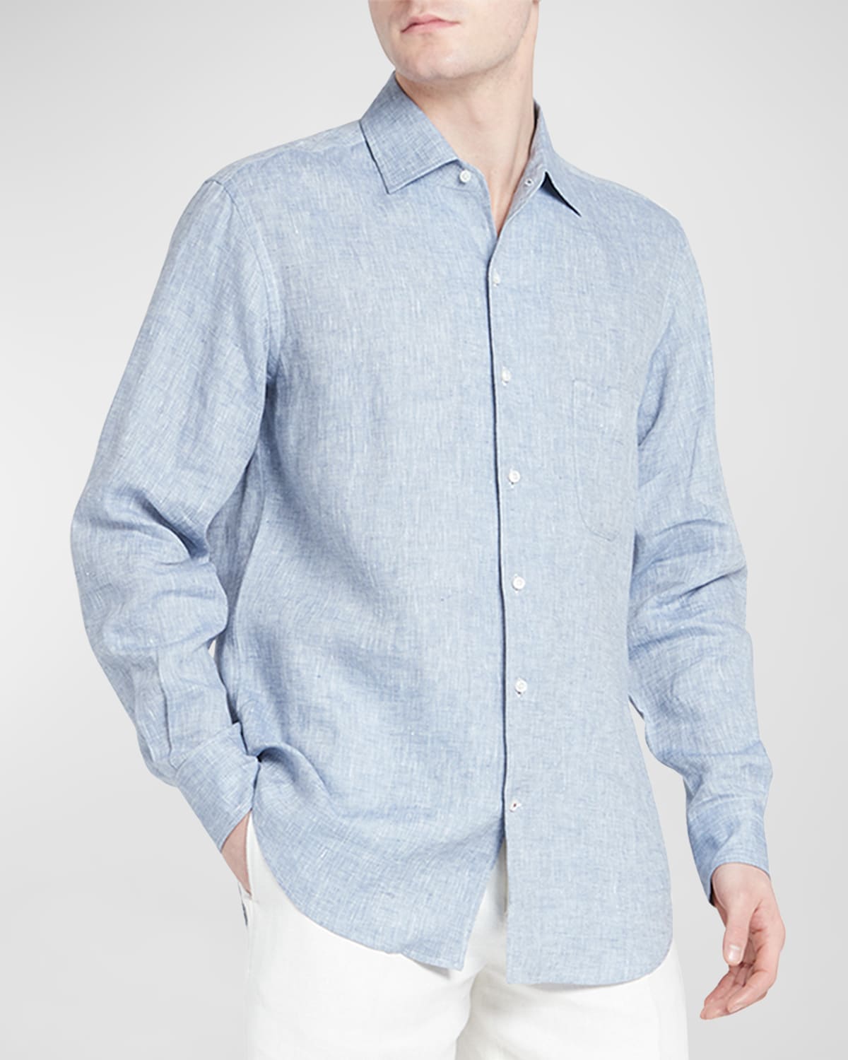Loro Piana Men's Andrew Long-sleeve Linen Shirt