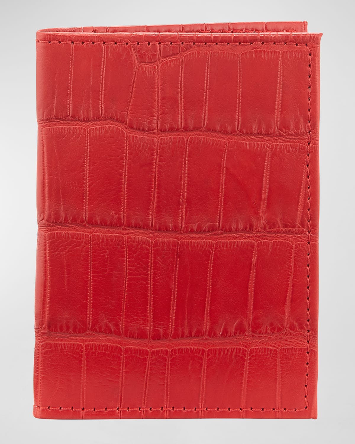 Neiman Marcus Alligator Flip Card Case In Red